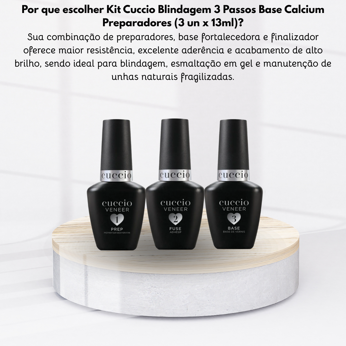 Kit Cuccio Preparadores Unhas Gel 3 Produtos 13 ml