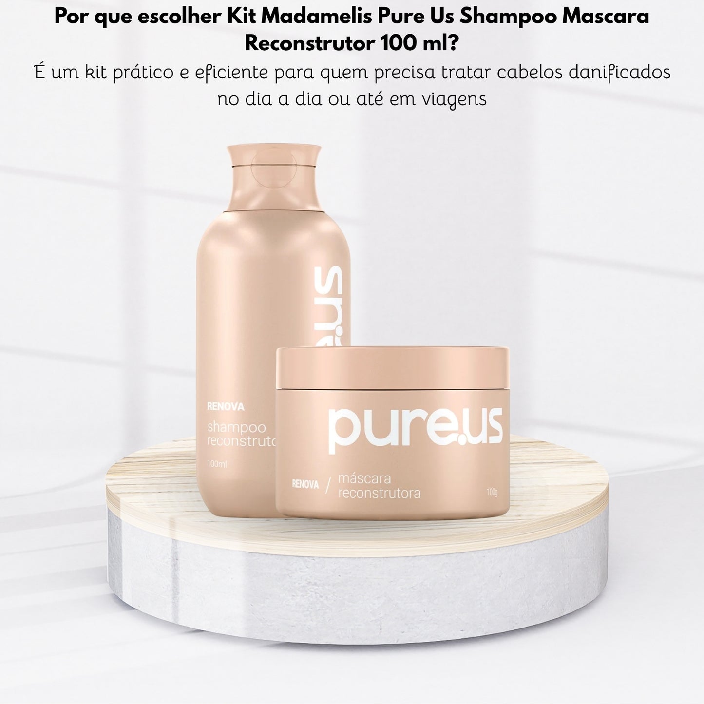 Kit Madamelis Pure Us Shampoo Mascara Reconstrutor 100 ml