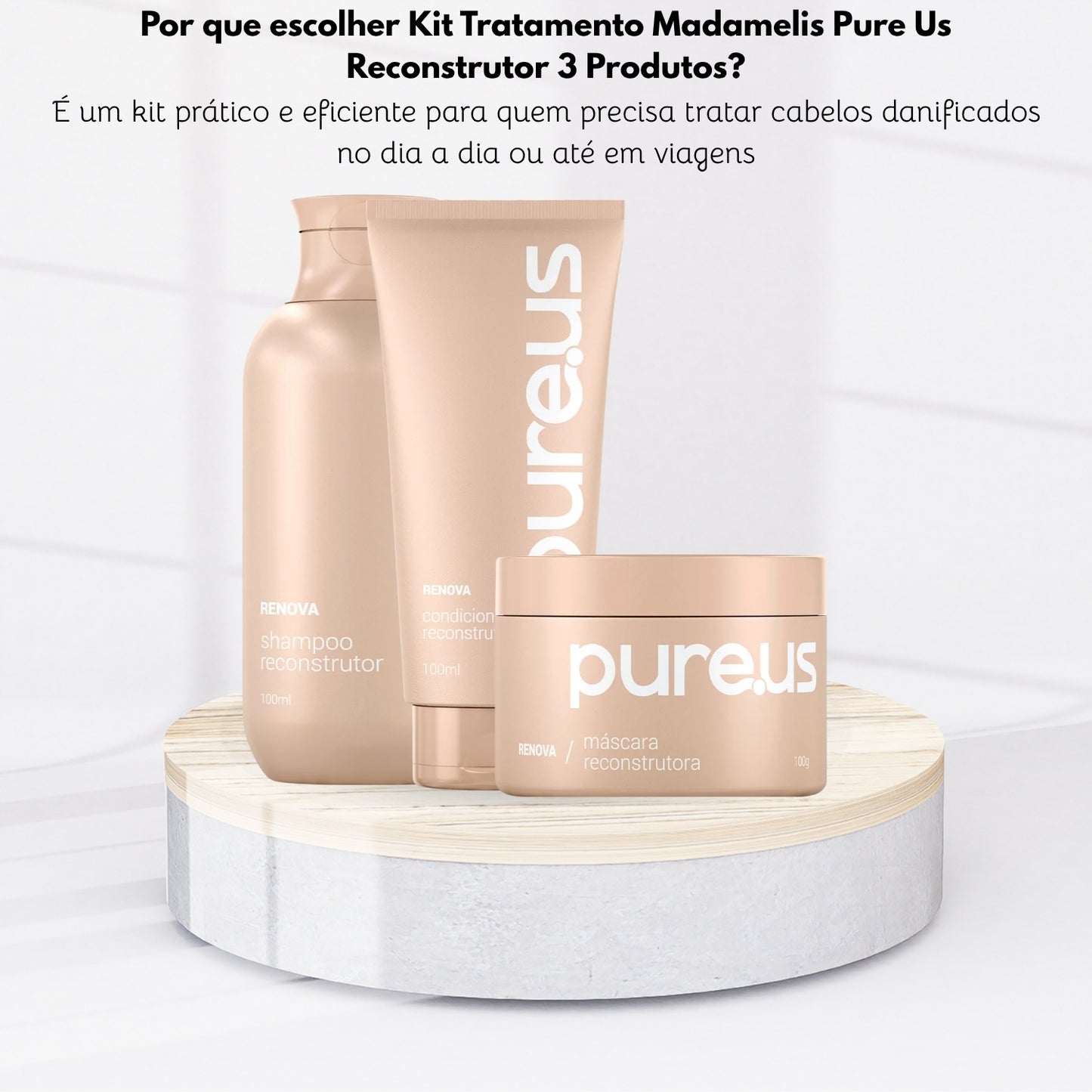Kit Tratamento Madamelis Pure Us Reconstrutor 3 Produtos