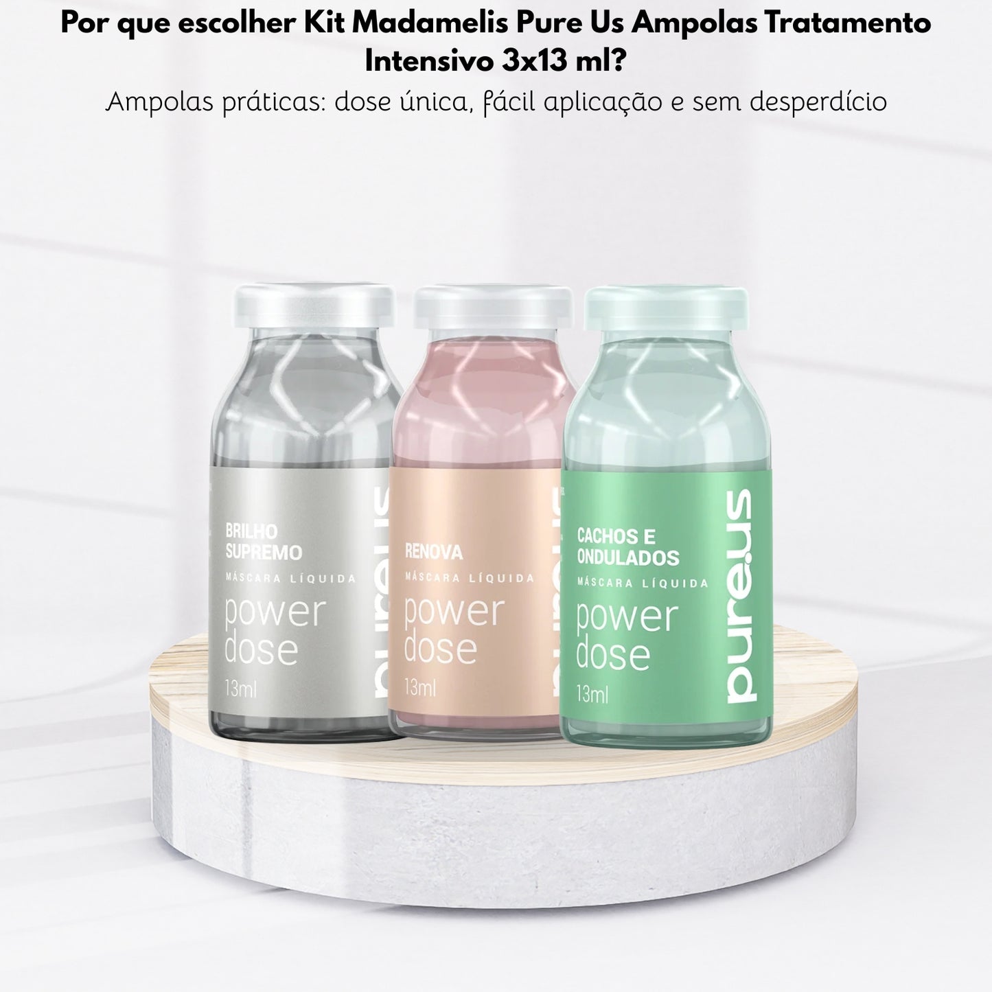 Kit Madamelis Pure Us Ampolas Tratamento Intensivo 3x13 ml