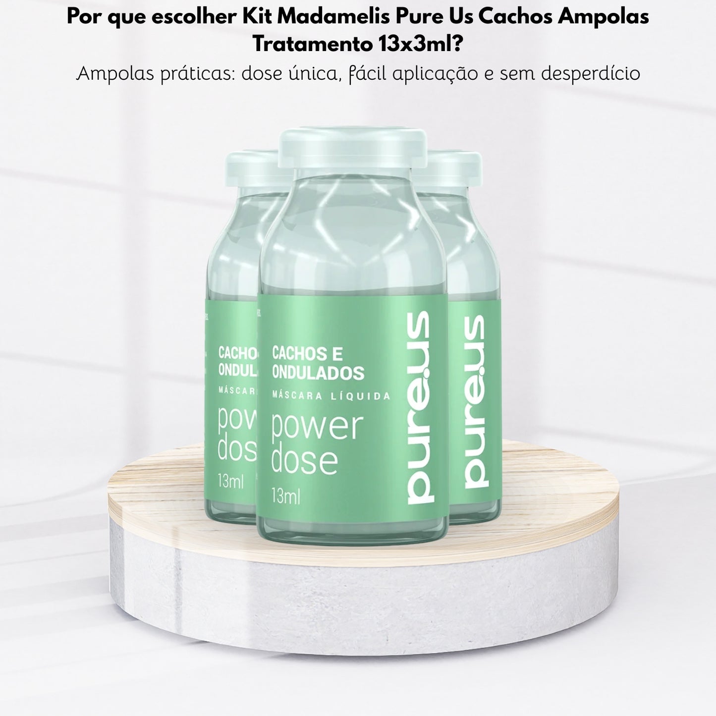 Kit Madamelis Pure Us Cachos Ampolas Tratamento 3x13ml