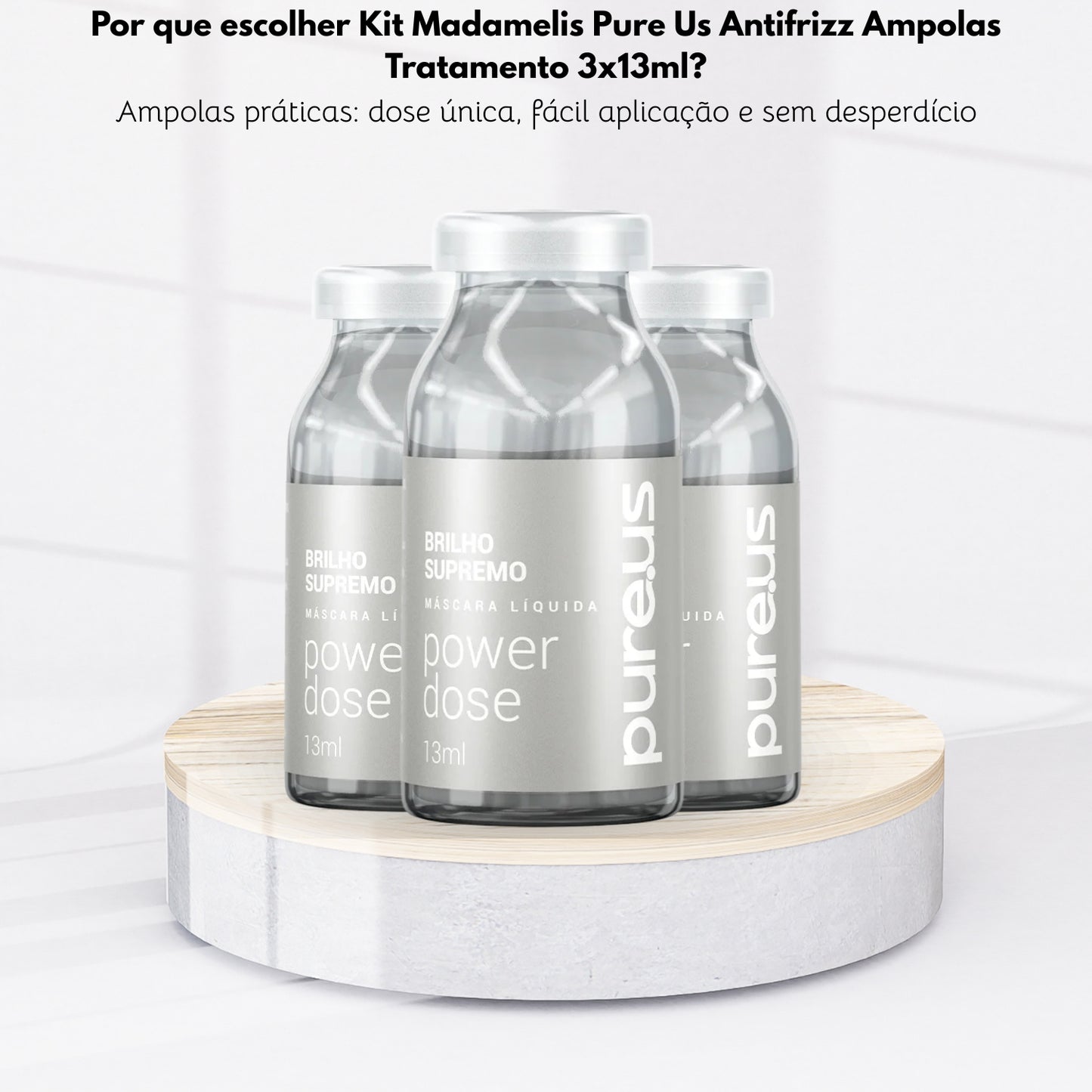 Kit Madamelis Pure Us Antifrizz Ampolas Tratamento 3x13ml