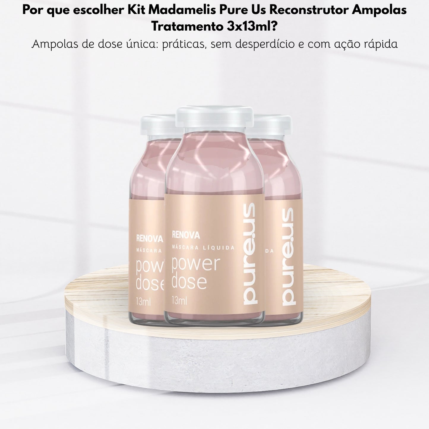 Kit Madamelis Pure Us Reconstrutor Ampolas Tratamento 3x13ml