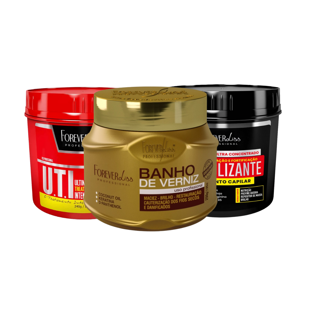 Kit Forever Liss Máscaras Verniz 240 g + UTI 240 g + Anabolizante 240 g