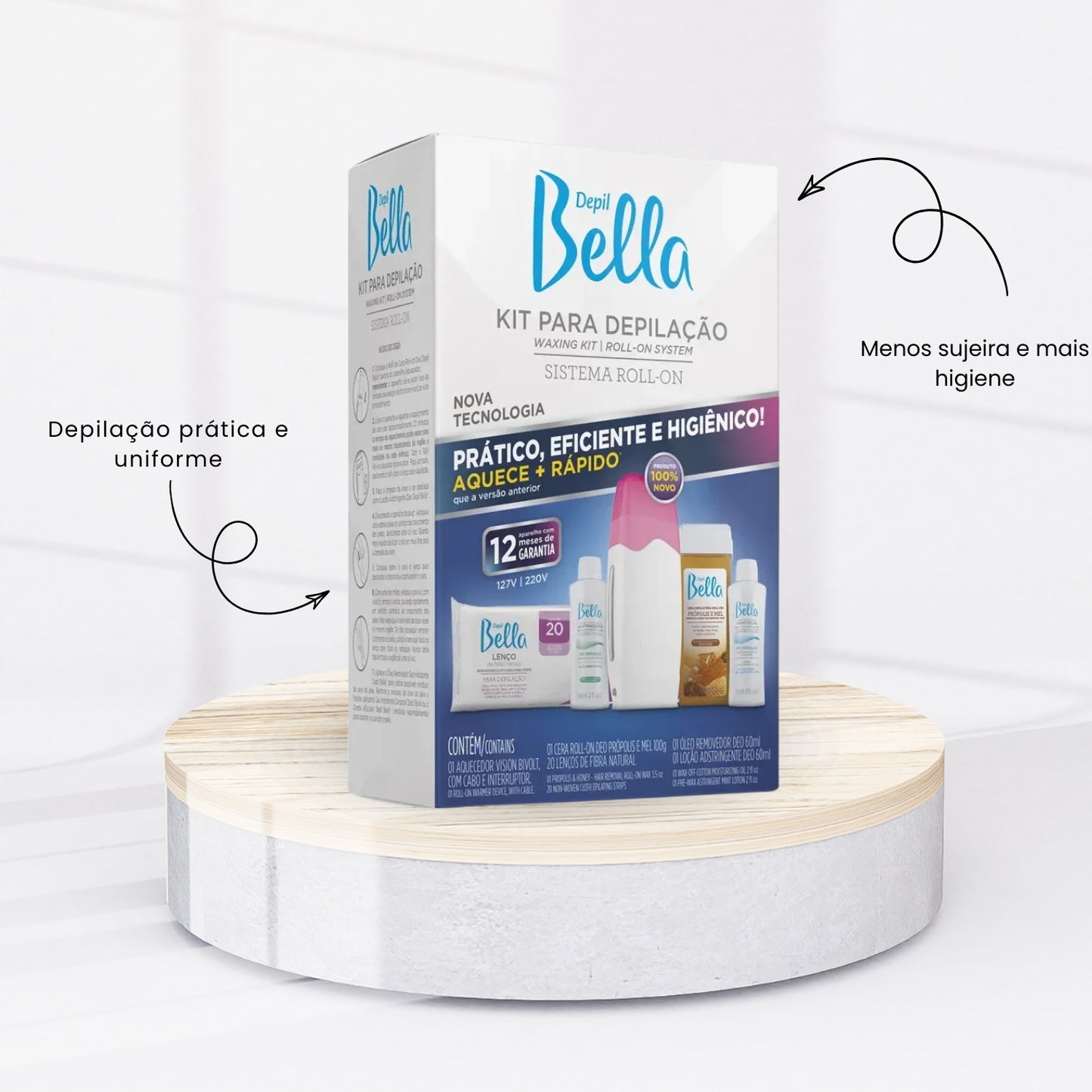 Kit Depil Bella Roll On Depilação Corporal Sistema Completo