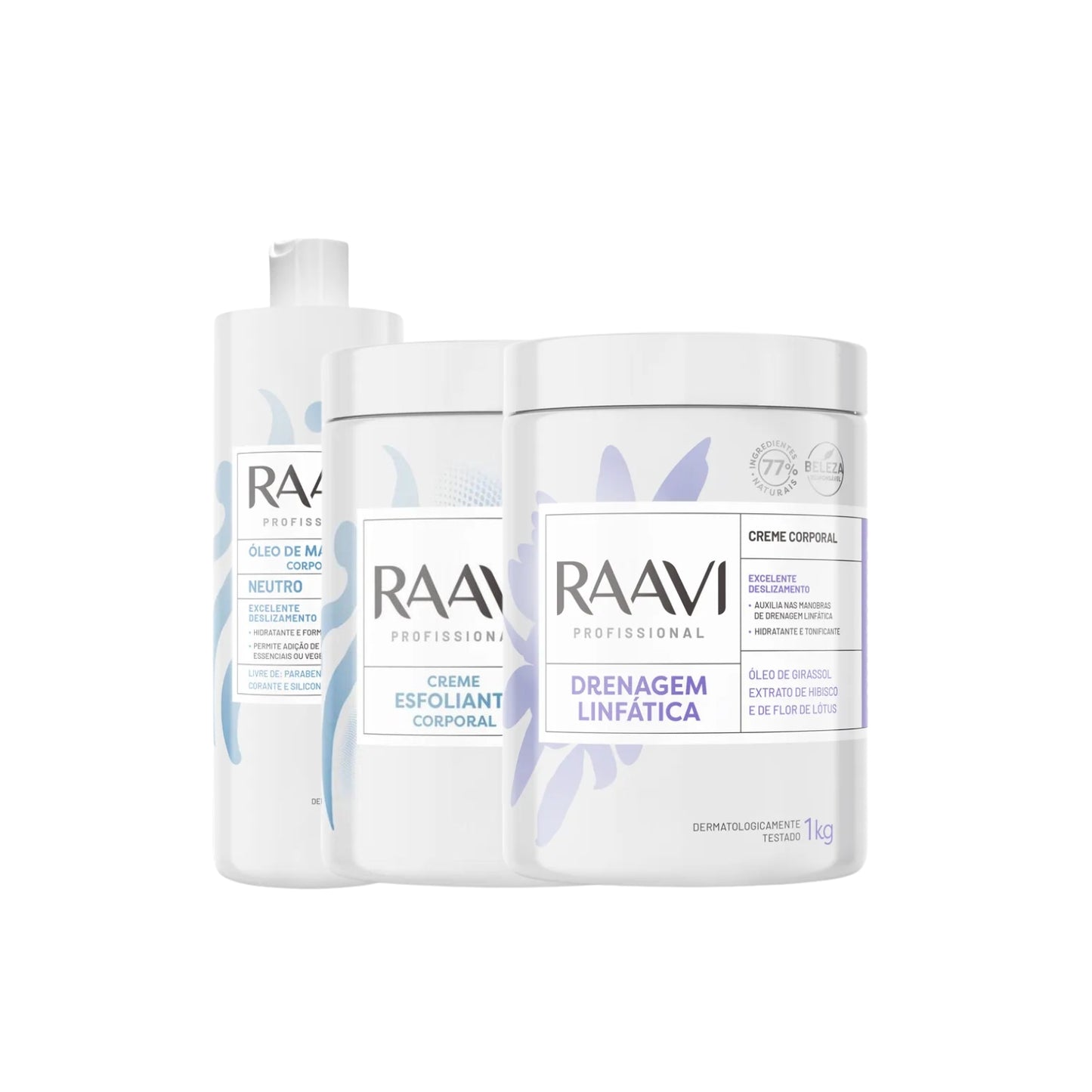 Kit Raavi Drenagem Linfatica Completa Creme Gel Corporal