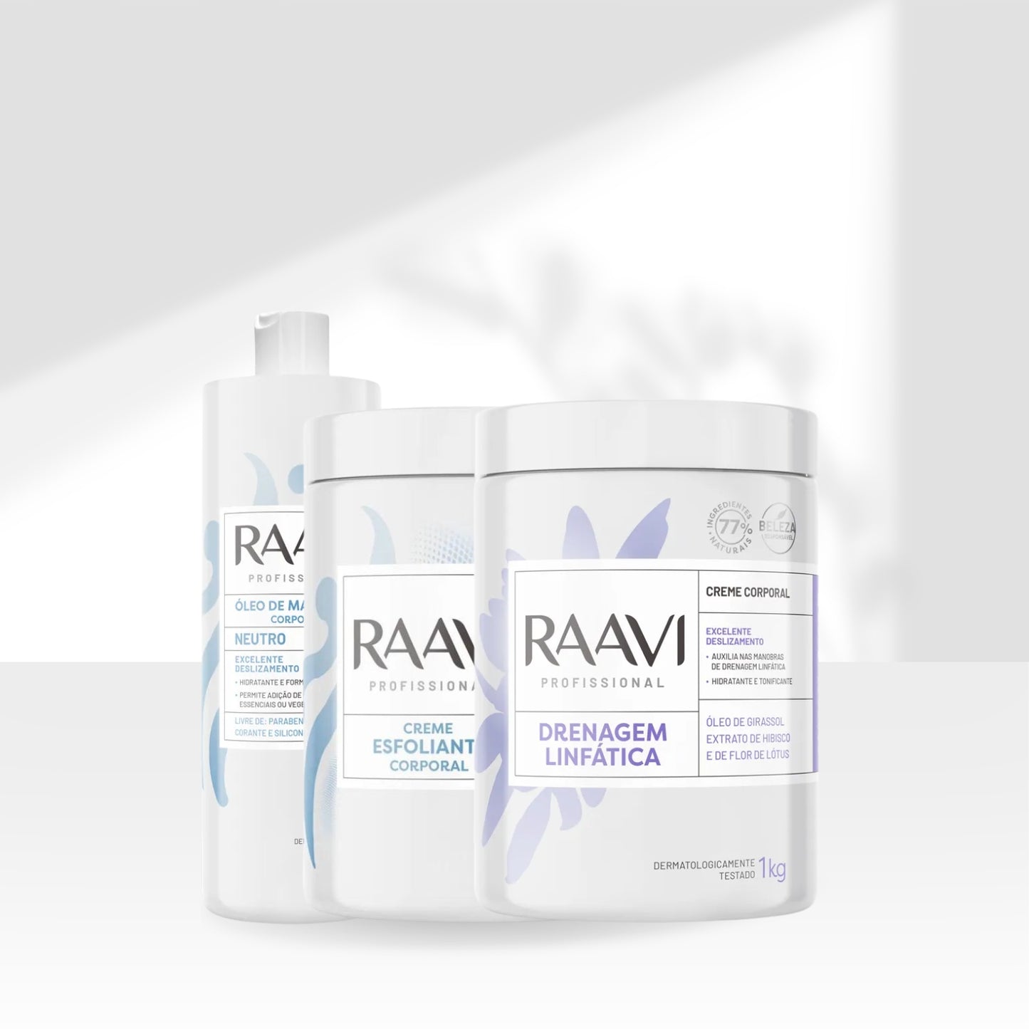 Kit Raavi Drenagem Linfatica Completa Creme Gel Corporal