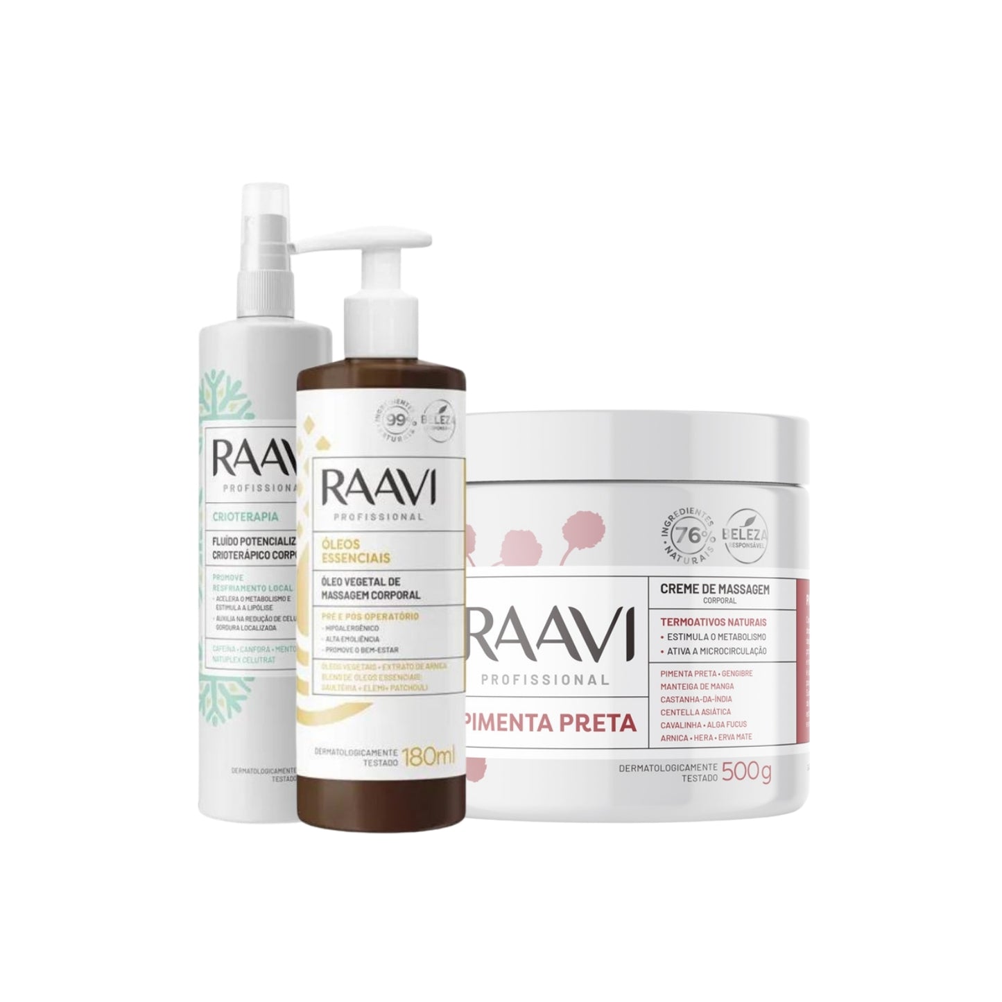 Kit Raavi Massagem Redutora Energetica Creme Gel Corporal