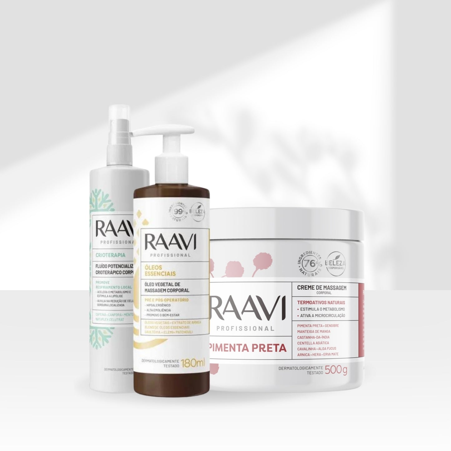Kit Raavi Massagem Redutora Energetica Creme Gel Corporal