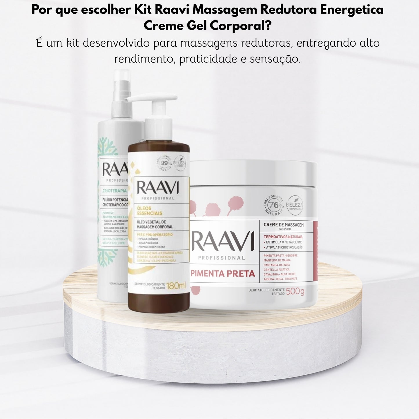 Kit Raavi Massagem Redutora Energetica Creme Gel Corporal