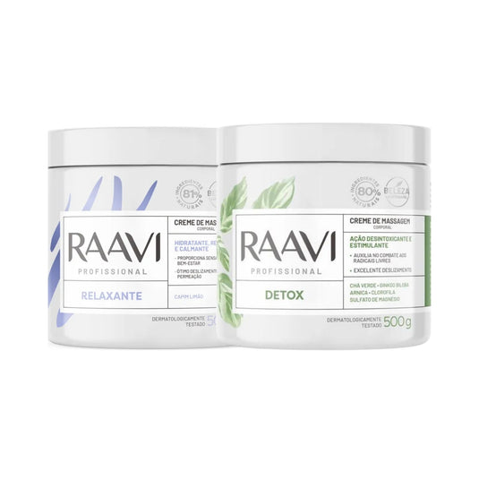 Kit Raavi Detox Relaxante Creme Gel Corporal Hidratacao