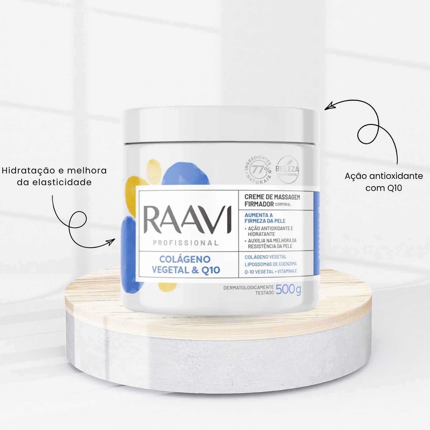 Kit Raavi Massagem Premium Q10 Creme Hidratacao Firmadora