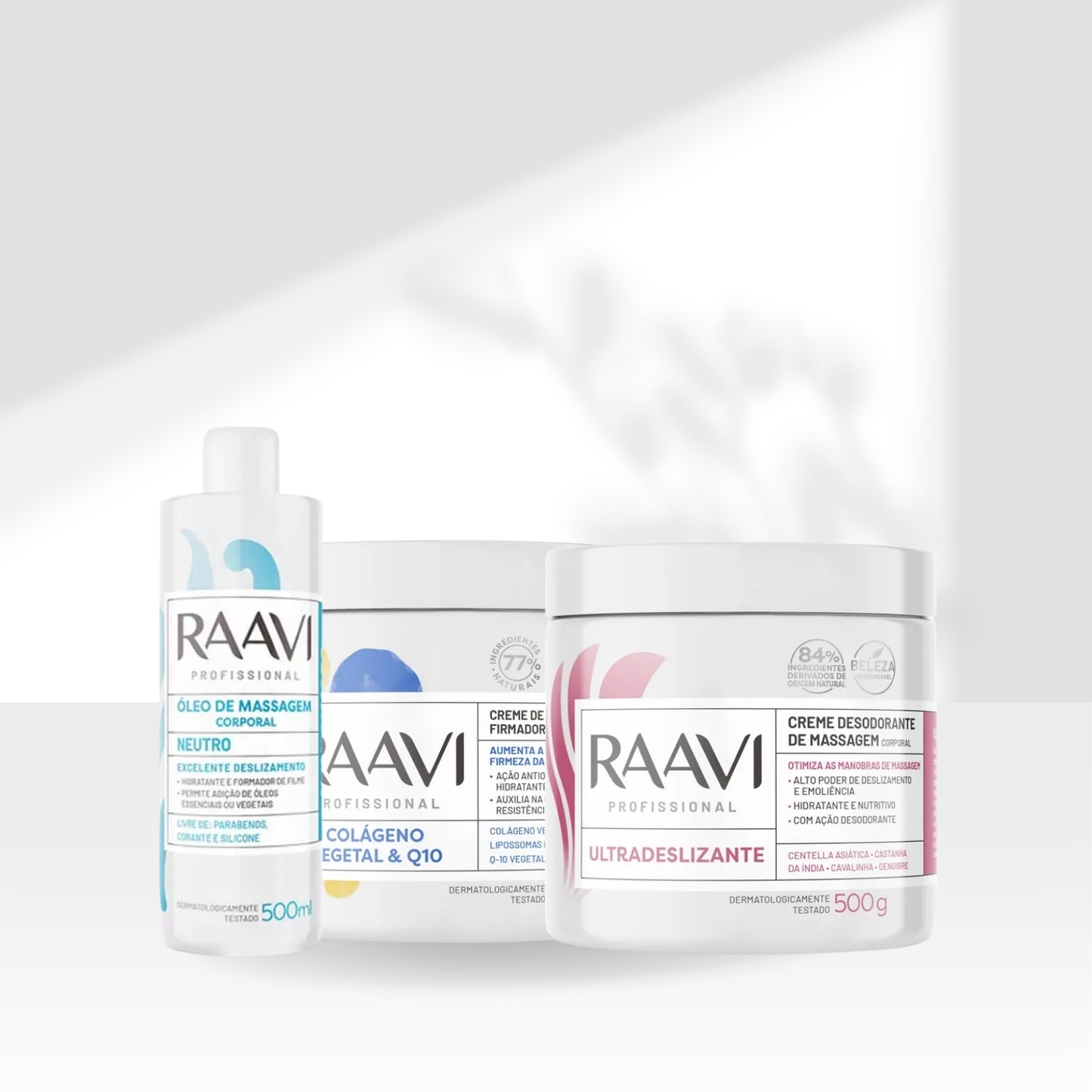 Kit Raavi Massagem Premium Q10 Creme Hidratacao Firmadora