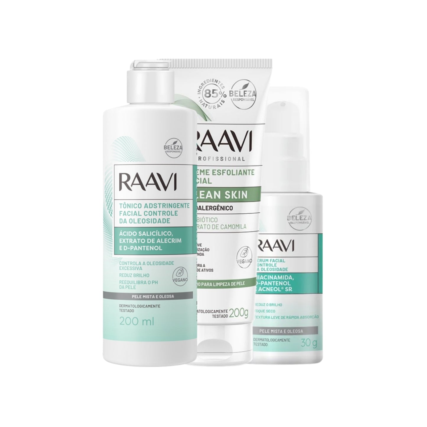 Kit Raavi Facial Antioleosidade e Esfoliação Rotina Facial