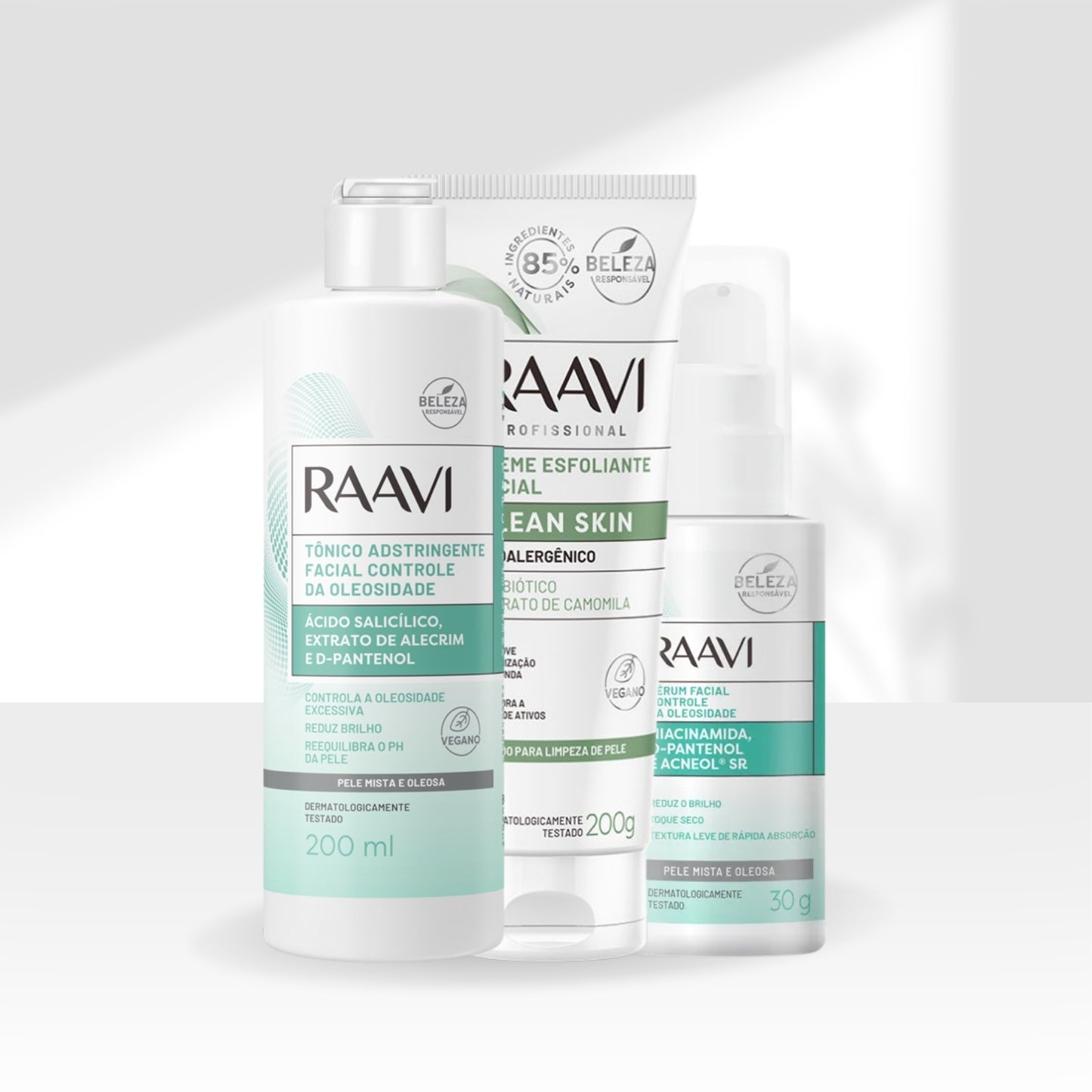 Kit Raavi Facial Antioleosidade e Esfoliação Rotina Facial