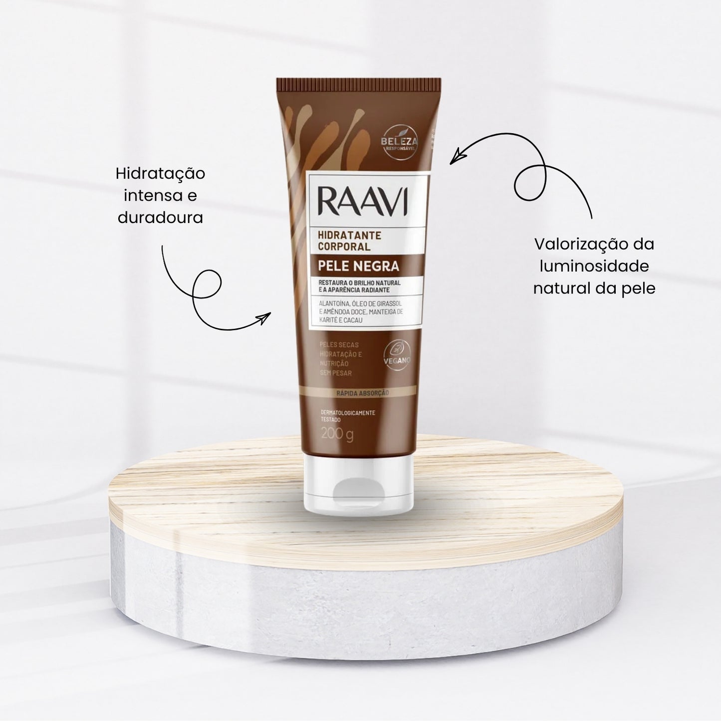 Kit Raavi Esfoliante Hidratante Pele Negra Maciez Hidratação