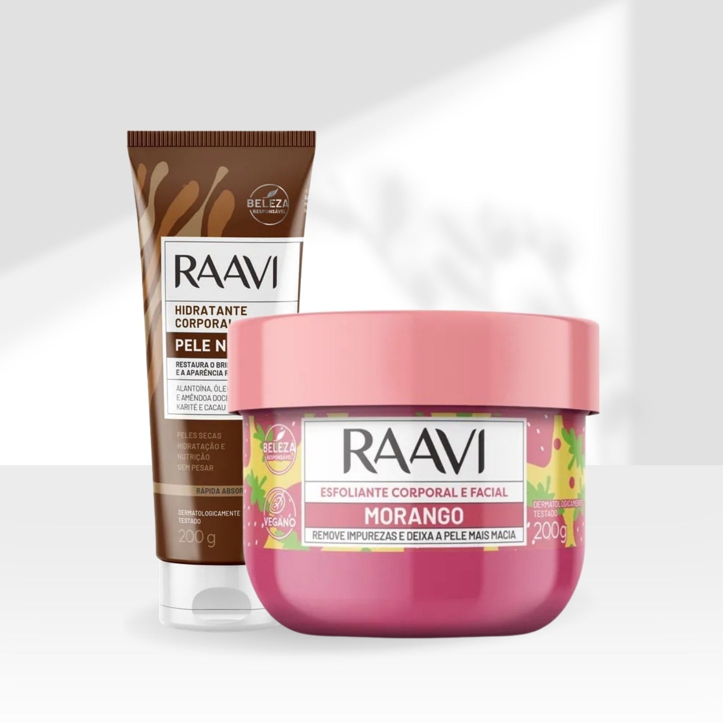 Kit Raavi Esfoliante Hidratante Pele Negra Maciez Hidratação