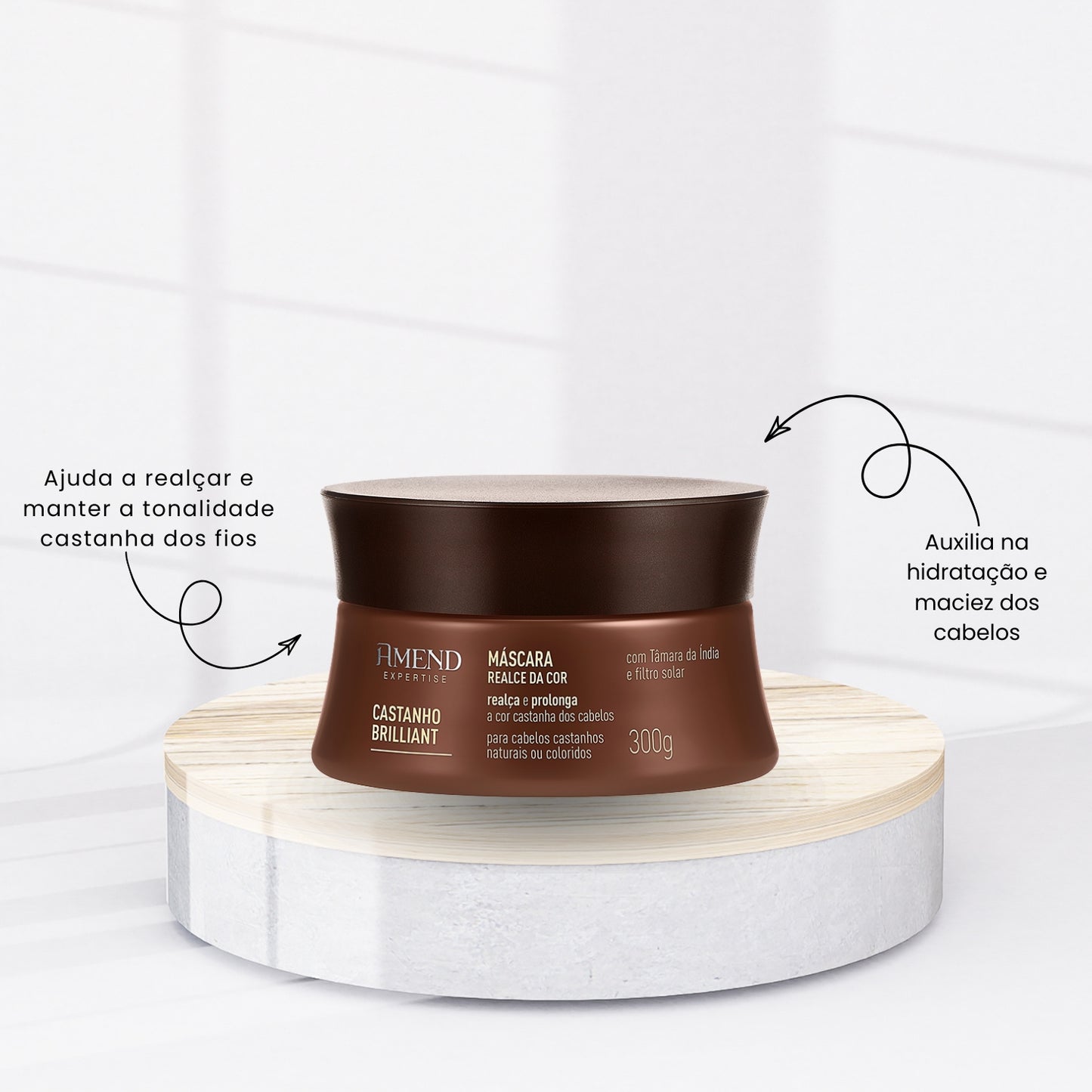 Máscara Amend Castanho Brilliant Realce da Cor 300 g