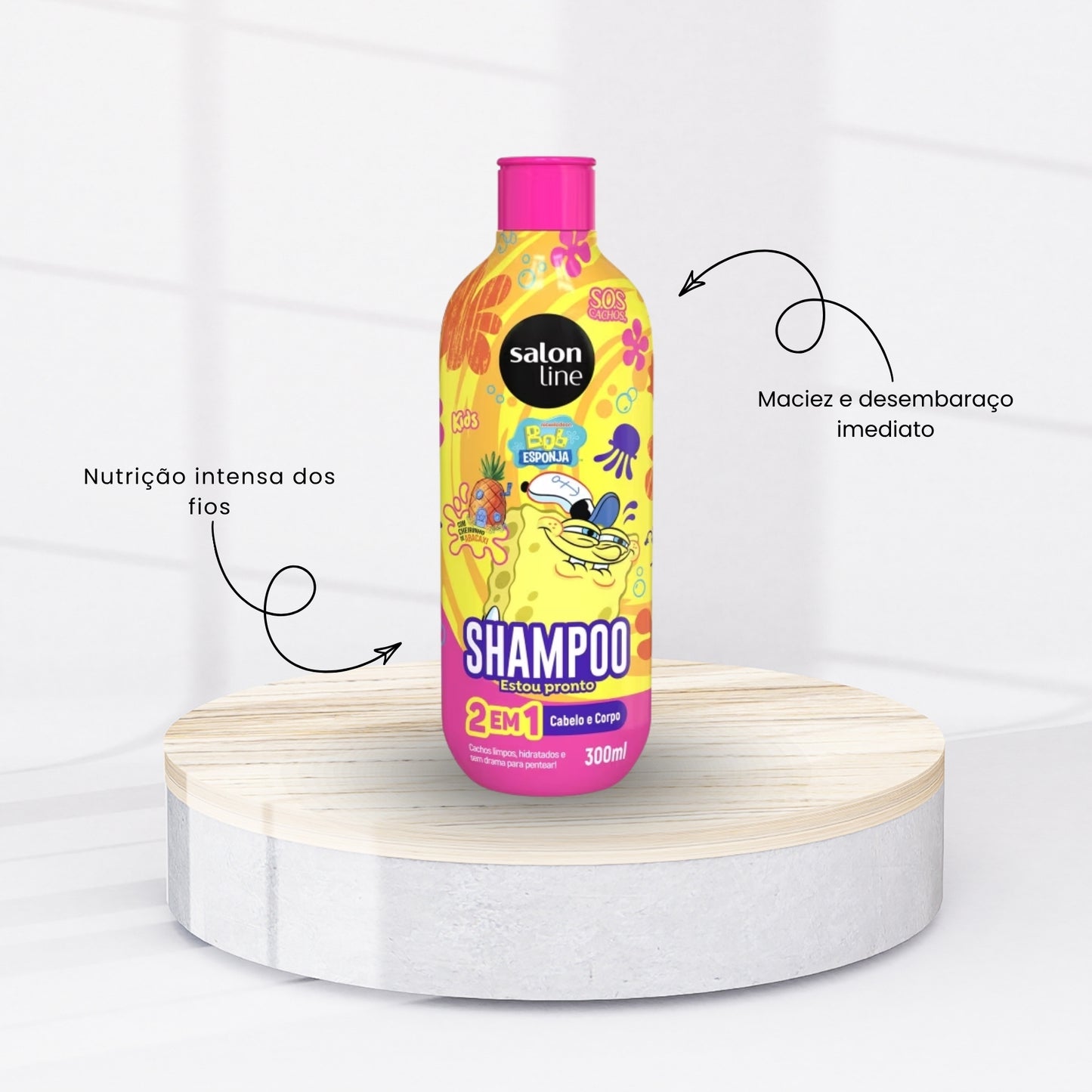 Kit Salon Line SOS Bob Esponja Cachos Shampoo e Creme 300ml