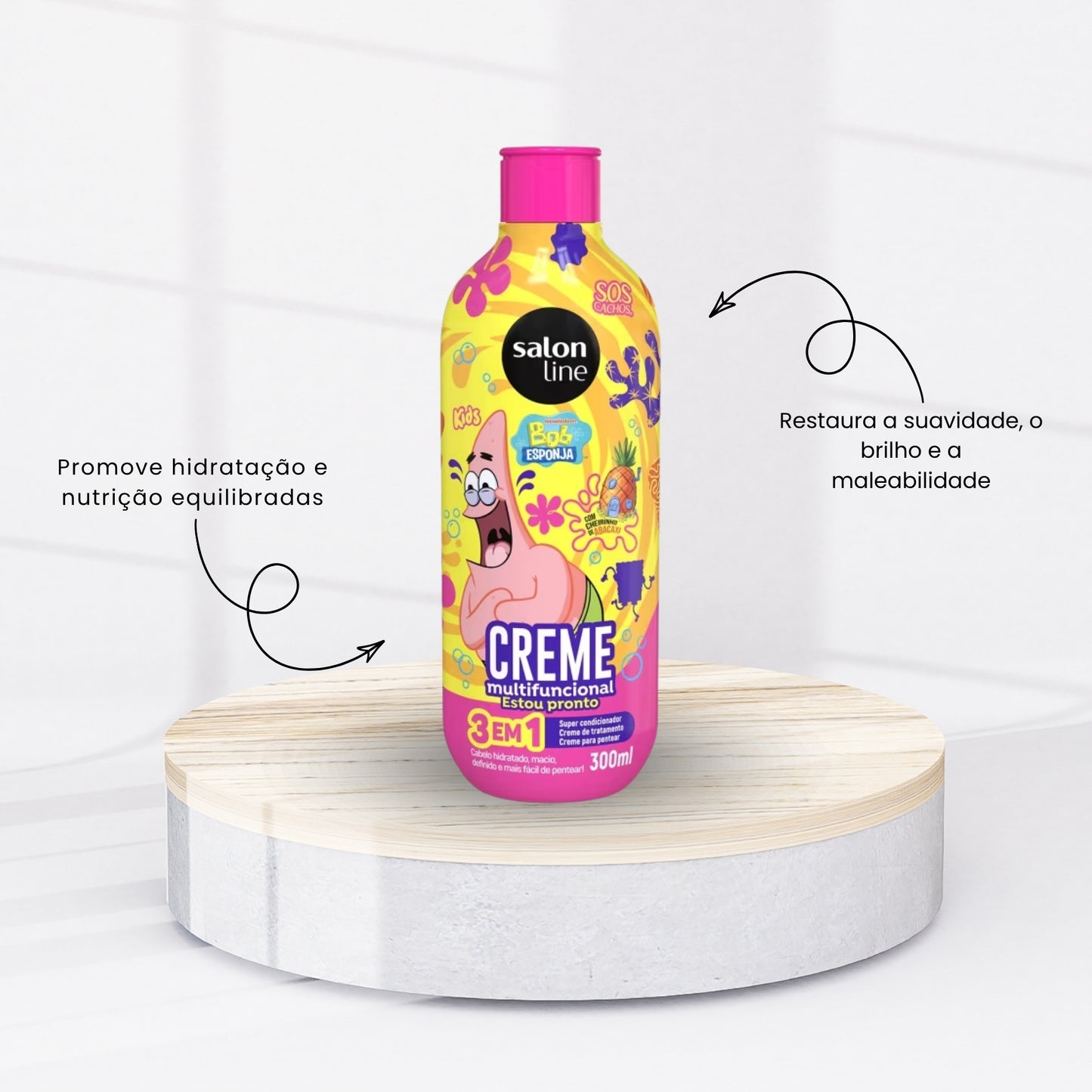 Kit Salon Line SOS Bob Esponja Cachos Shampoo e Creme 300ml