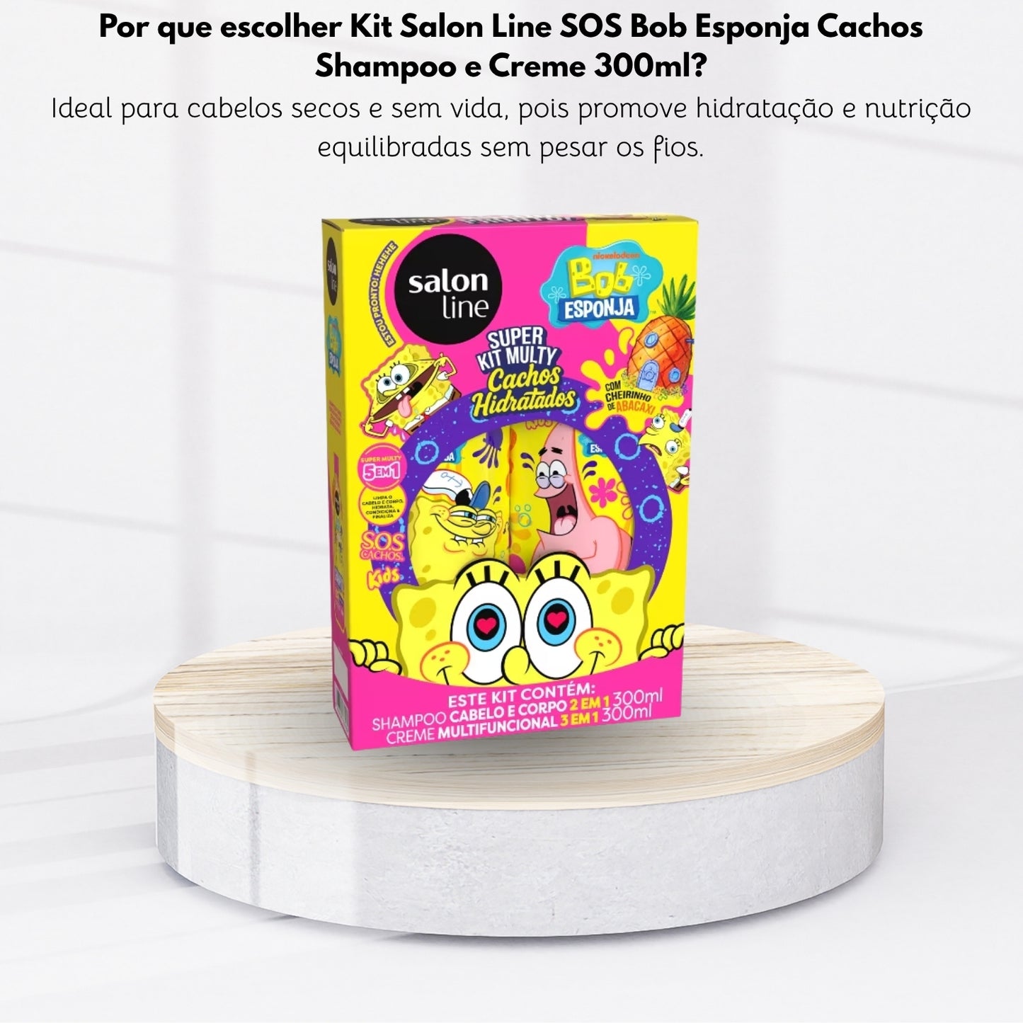 Kit Salon Line SOS Bob Esponja Cachos Shampoo e Creme 300ml