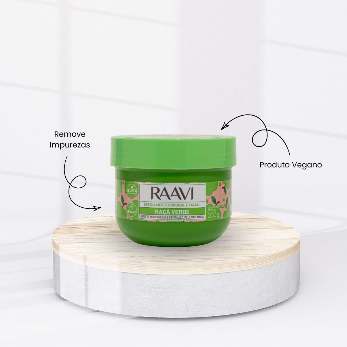 Creme Esfoliante Raavi Maçã Verde Renovacao Corporal 200 g