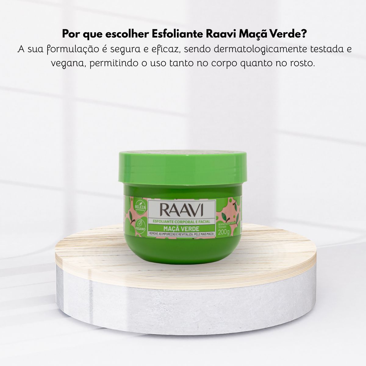 Creme Esfoliante Raavi Maçã Verde Renovacao Corporal 200 g