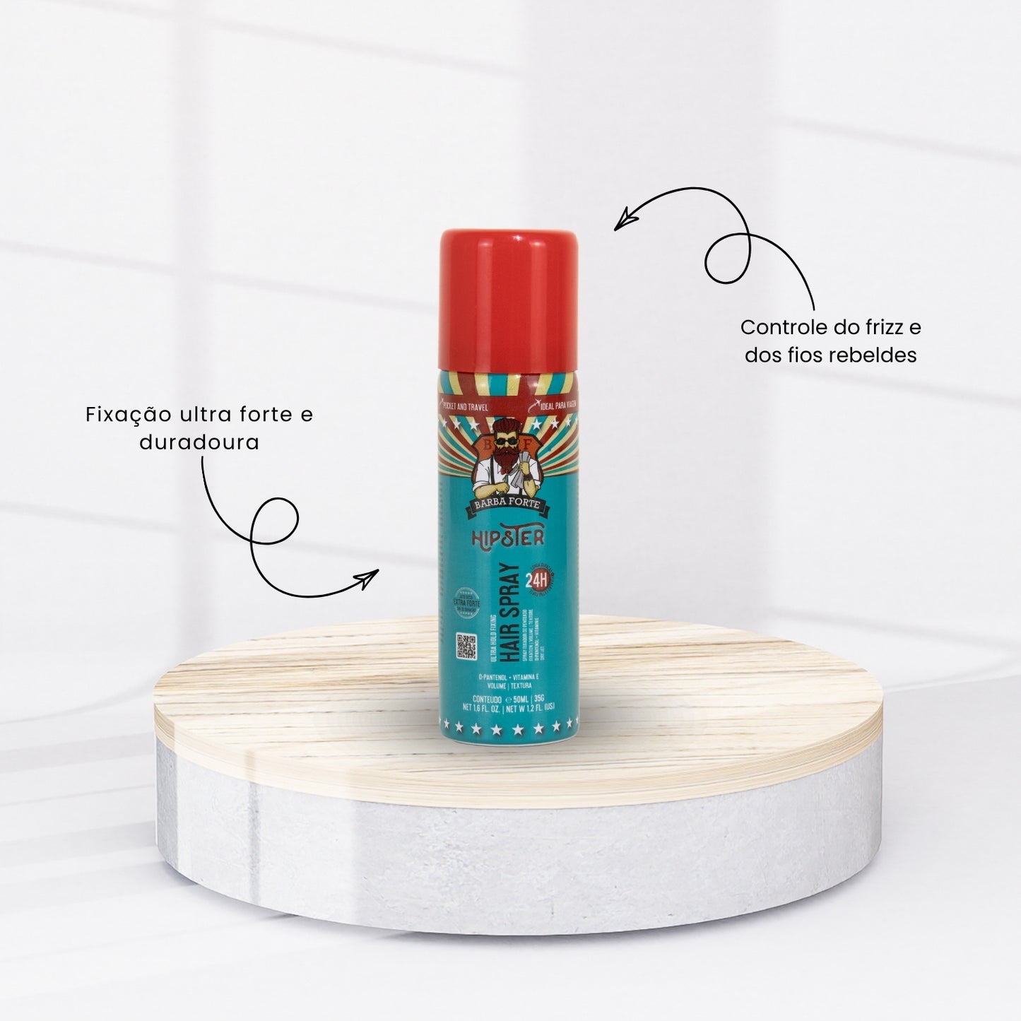 Spray Barba Forte Hipster Fixador de Penteado Ultra Hold 50ml