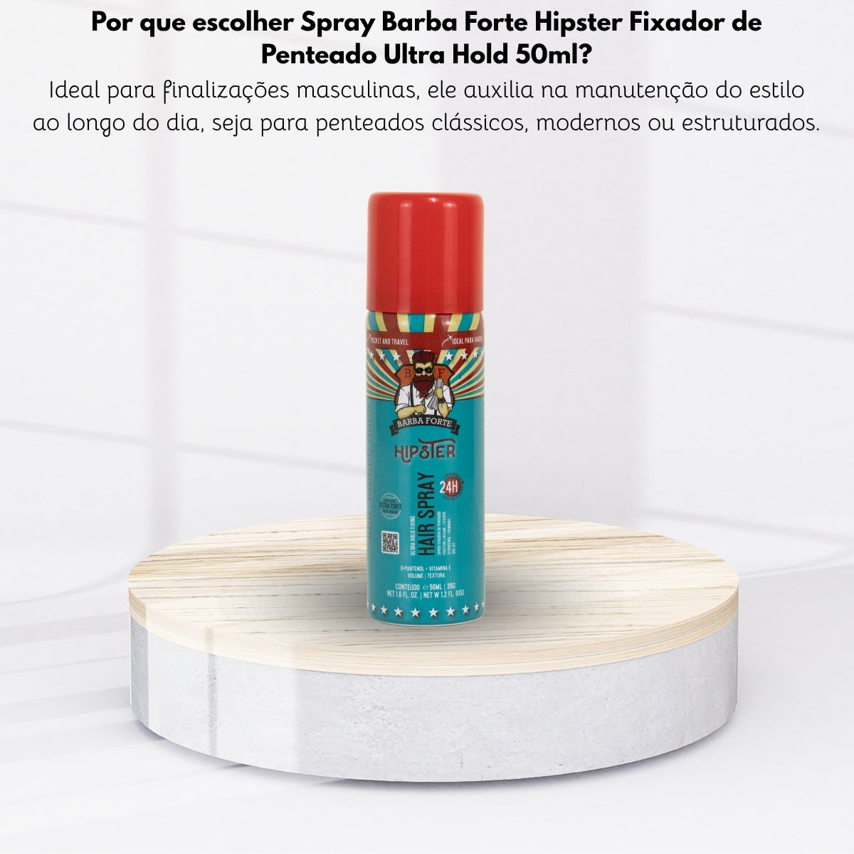 Spray Barba Forte Hipster Fixador de Penteado Ultra Hold 50ml