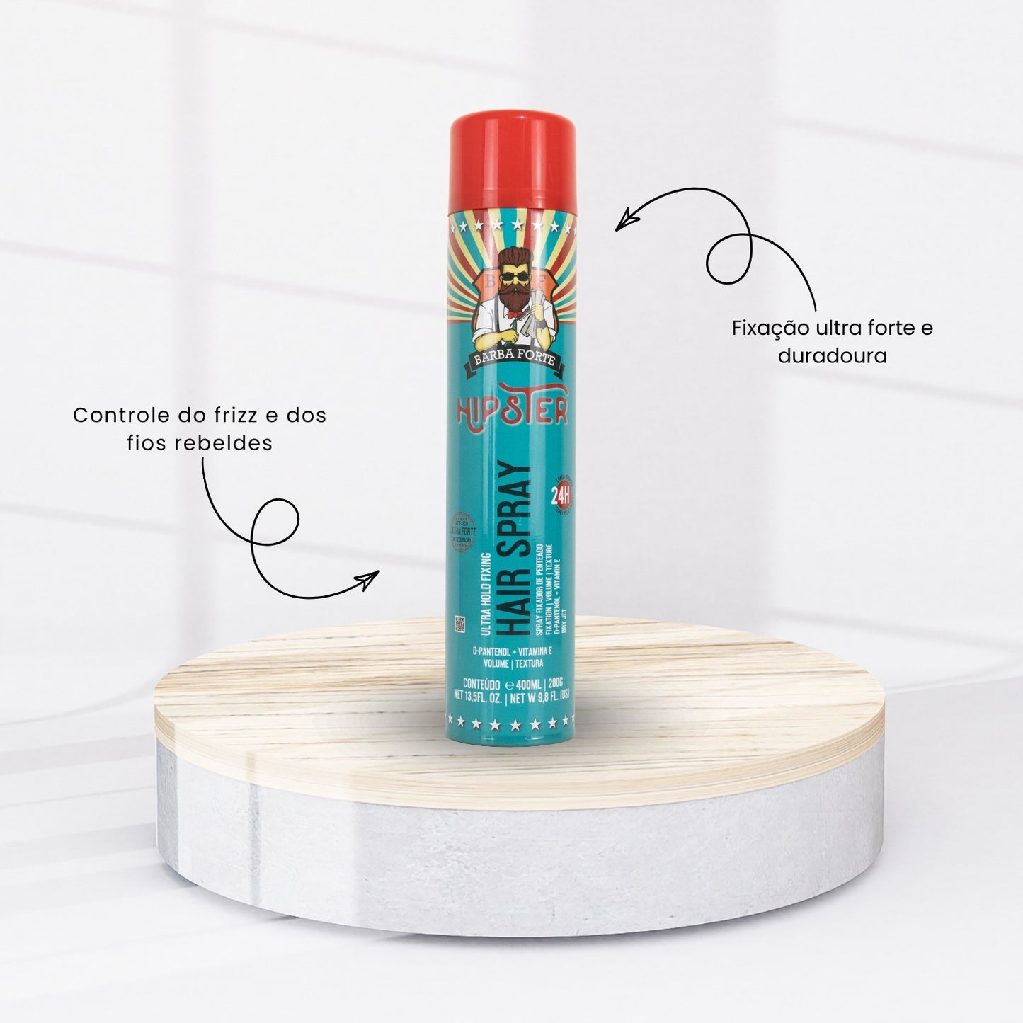 Spray Barba Forte Hipster Fixador de Penteado Ultra Hold 400ml