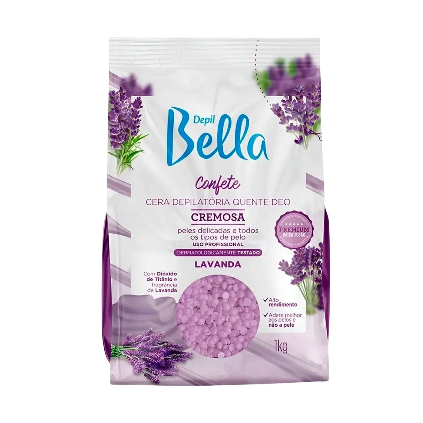Cera Depilatória Depil Bella Confete Lavanda Hidratação 1 kg