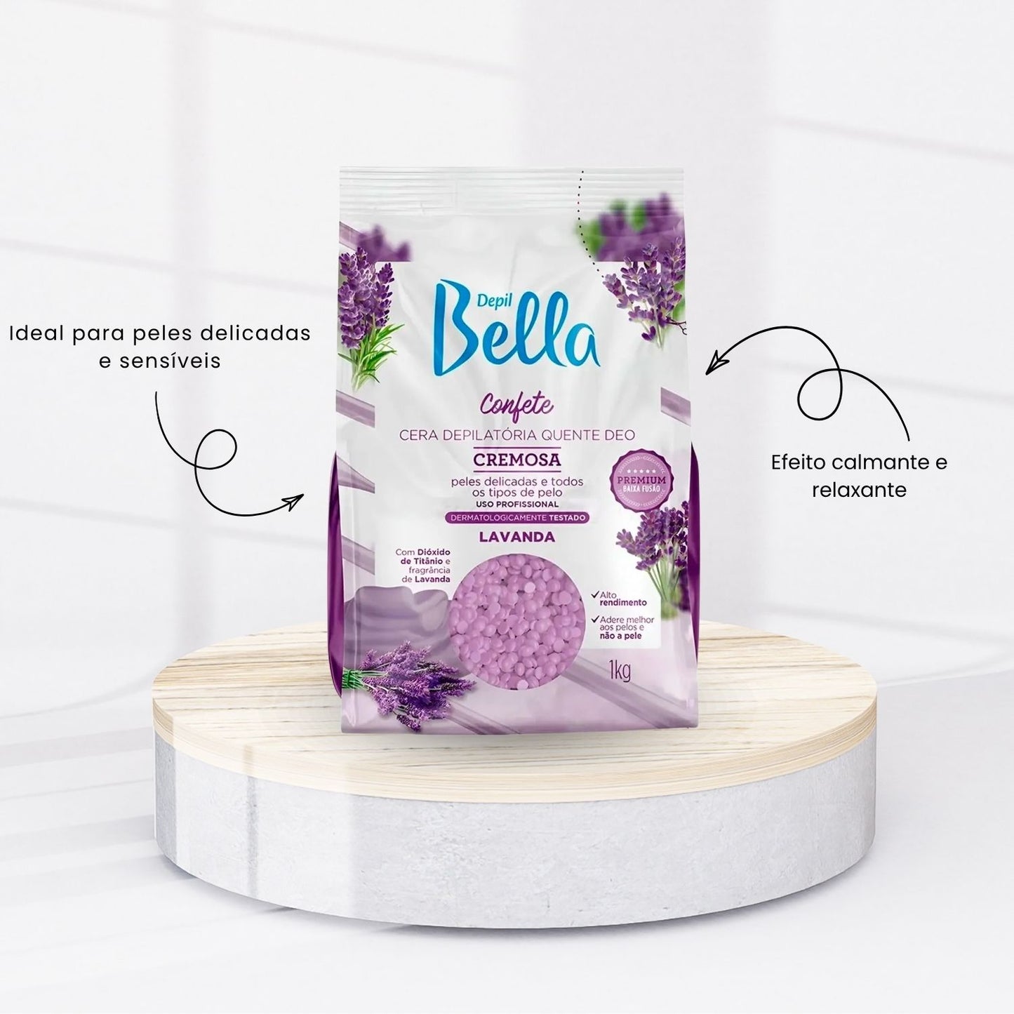 Cera Depilatória Depil Bella Confete Lavanda Hidratação 1 kg