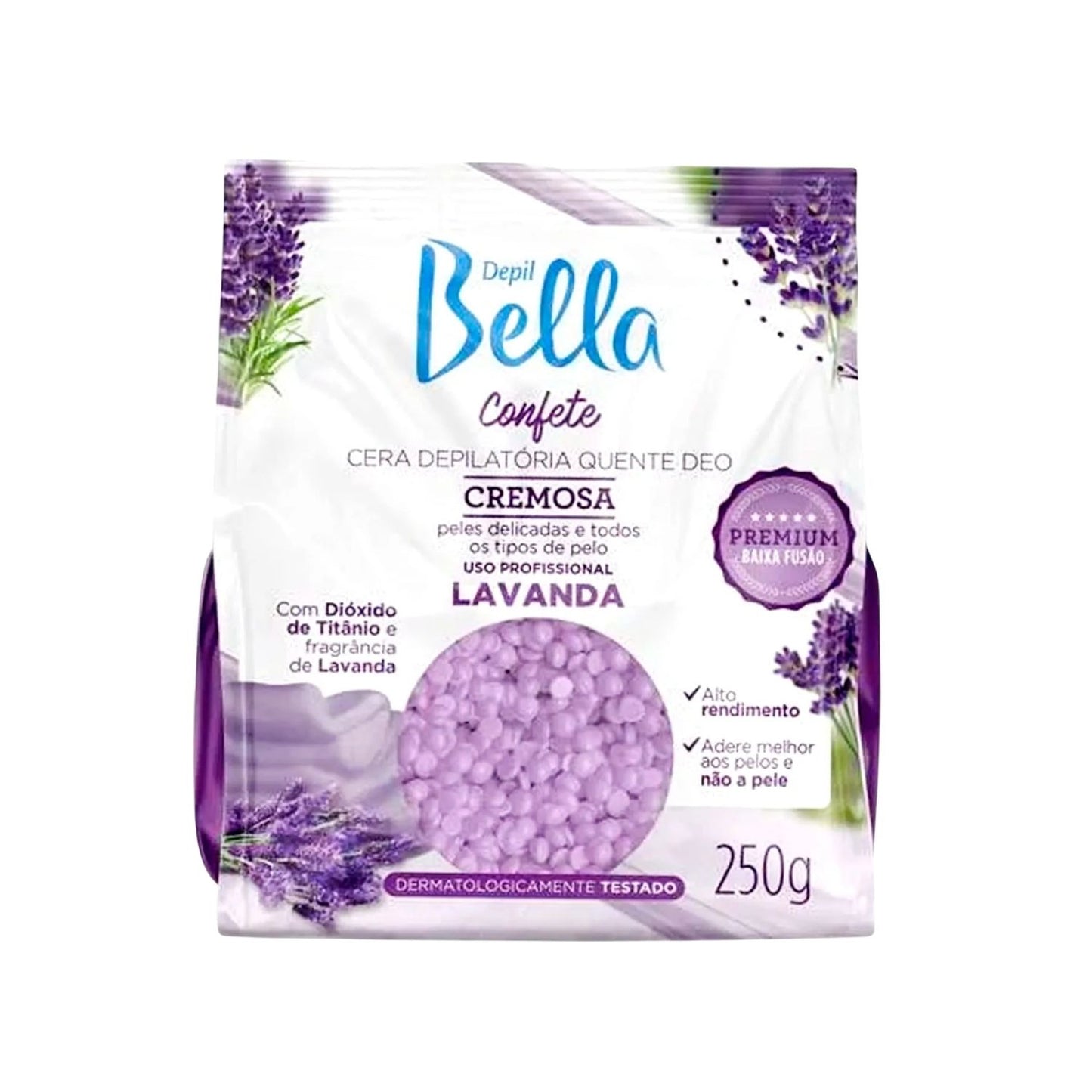 Cera Depilatória Depil Bella Confete Lavanda Hidratação 250 g