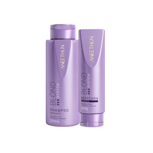 Kit Aneethun Blond 360 Matizador Shampoo 300g + Máscara Violeta 250g