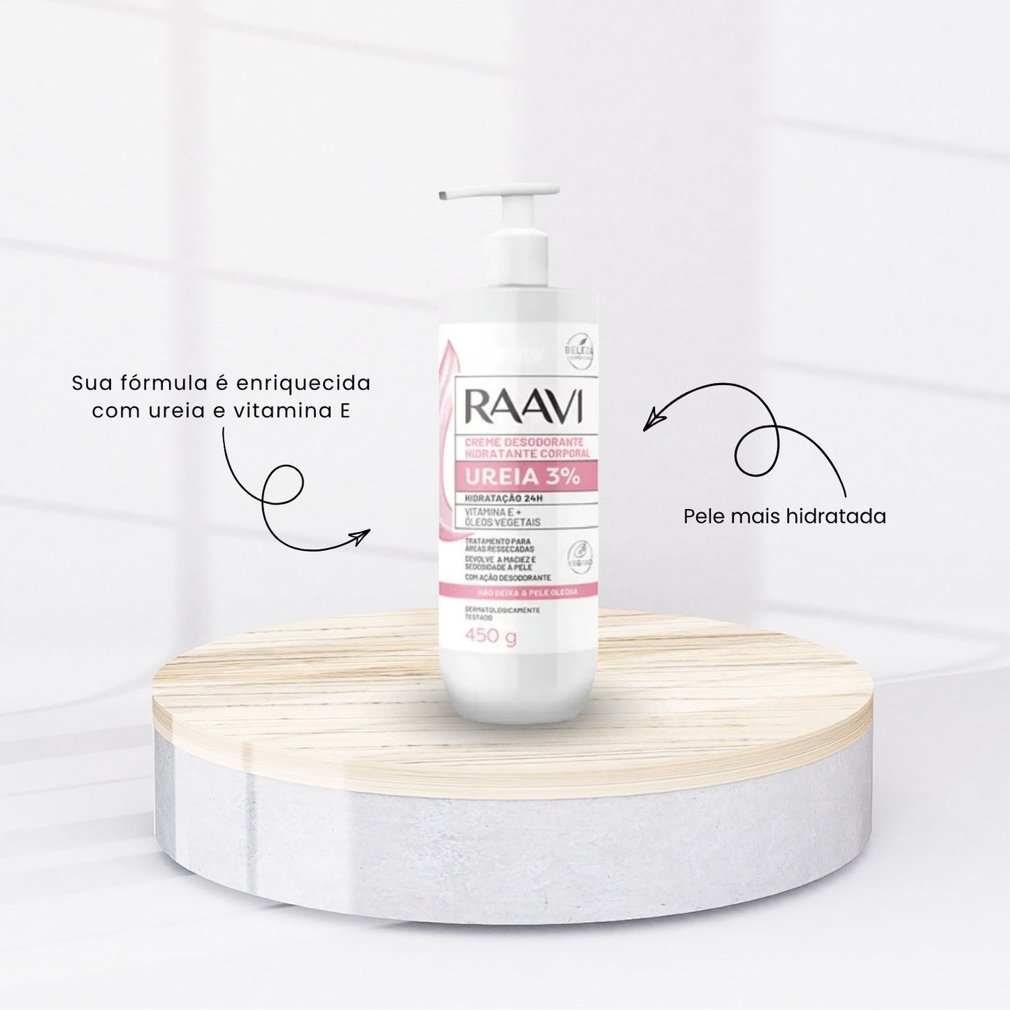 Creme Hidratante Raavi Ureia 3% Renovação e Maciez 450 g