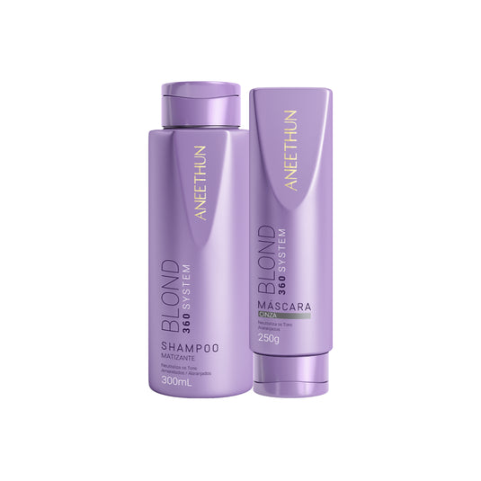 Kit Aneethun Blond 360 Matizador Shampoo 300g + Máscara Cinza 250g