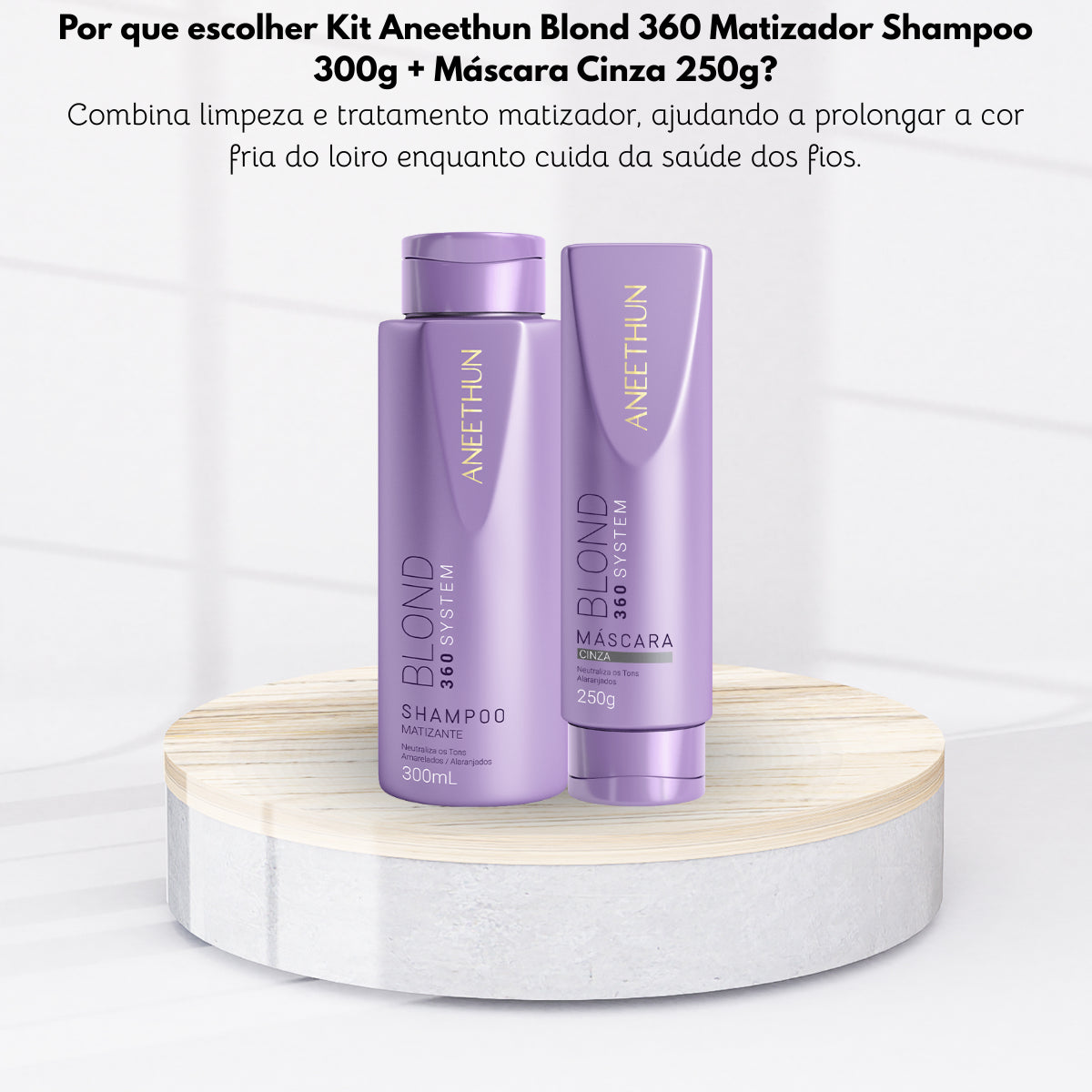 Kit Aneethun Blond 360 Matizador Shampoo 300g + Máscara Cinza 250g