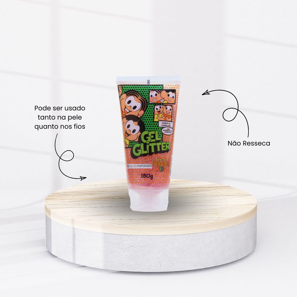 Gel Glitter Cia da Natureza Turma da Mônica Kids Brilho 180g