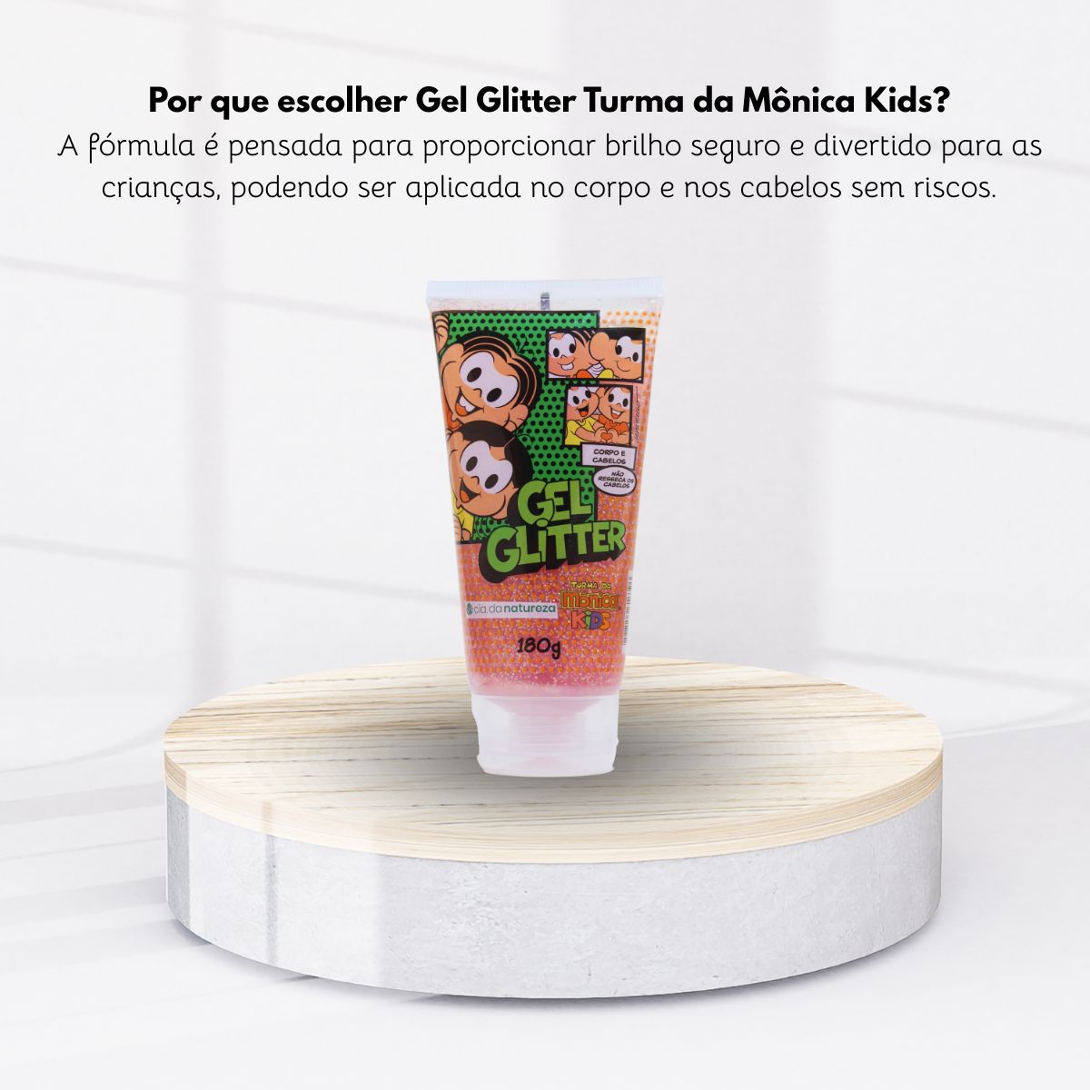 Gel Glitter Cia da Natureza Turma da Mônica Kids Brilho 180g