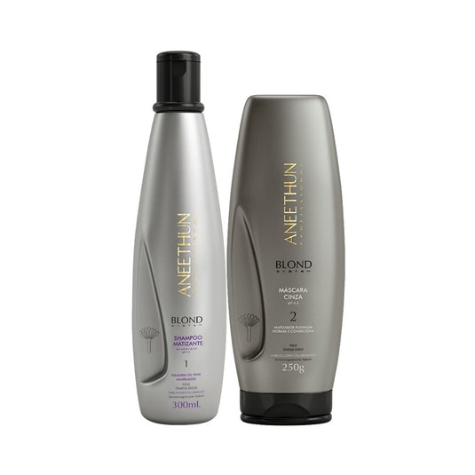 Kit Aneethun Blond Shampoo Matizante 300 ml + Máscara Cinza 250 g