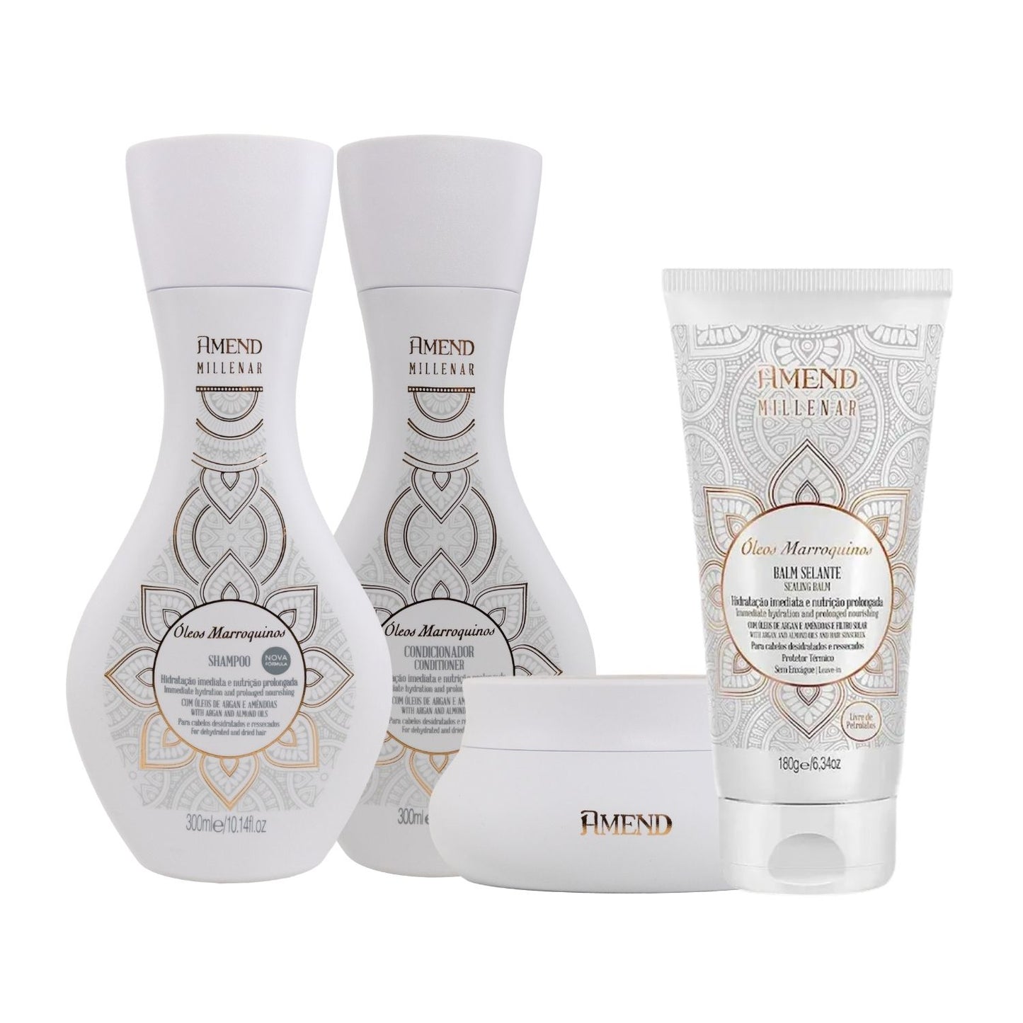 Kit Amend Oleos Marroquinos Shampoo Condicionador Mascara Leave-in
