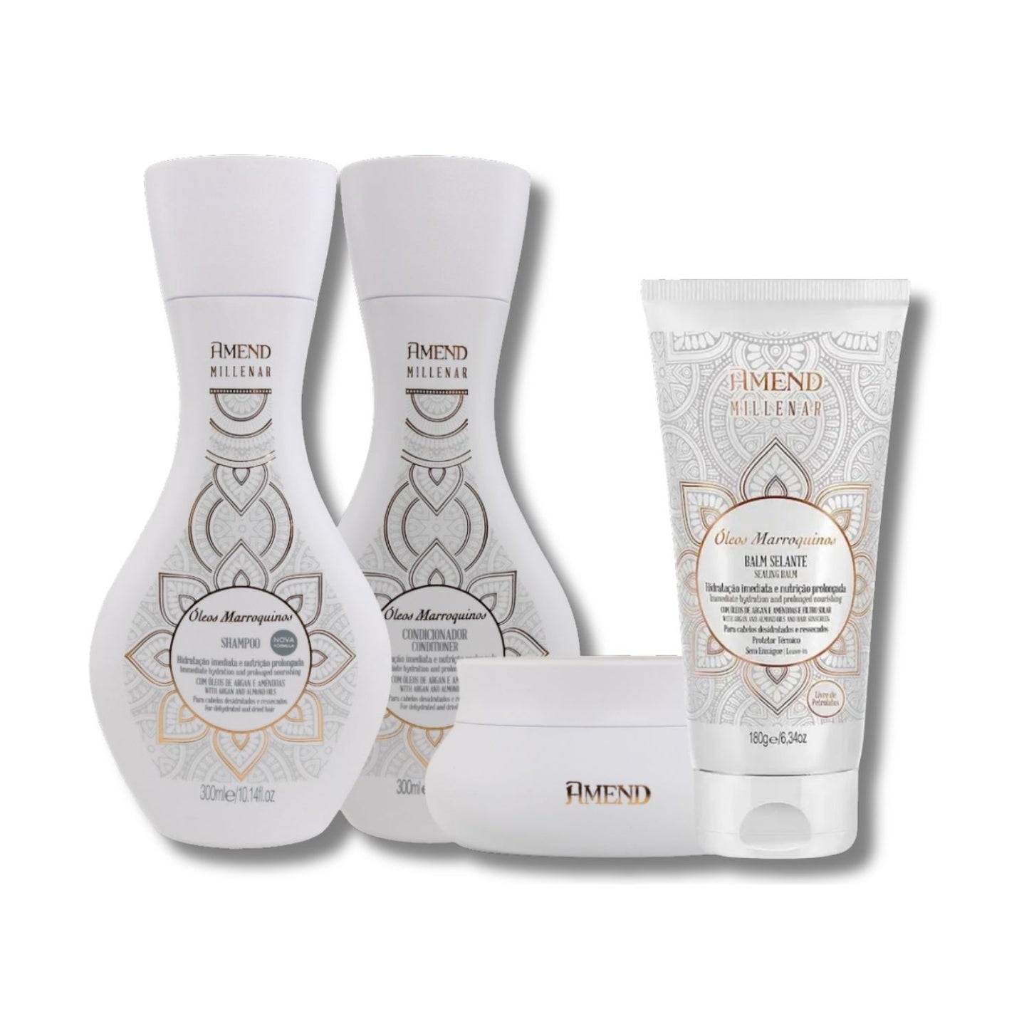 Kit Amend Oleos Marroquinos Shampoo Condicionador Mascara Leave-in