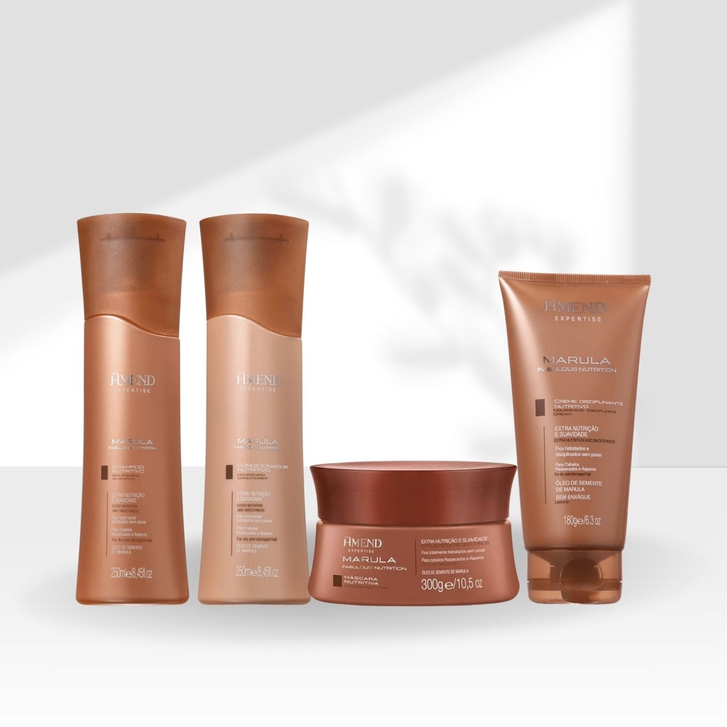 Kit Amend Marula Nutrition Shampoo Condicionador, Mascara e Leave-in