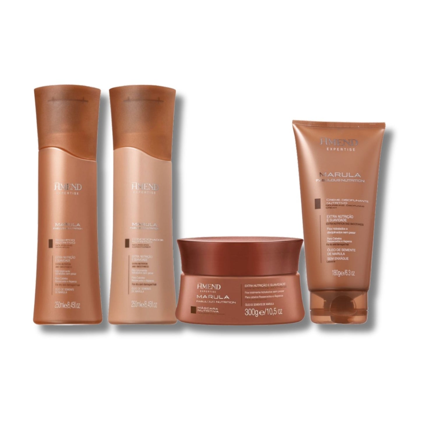 Kit Amend Marula Nutrition Shampoo Condicionador, Mascara e Leave-in