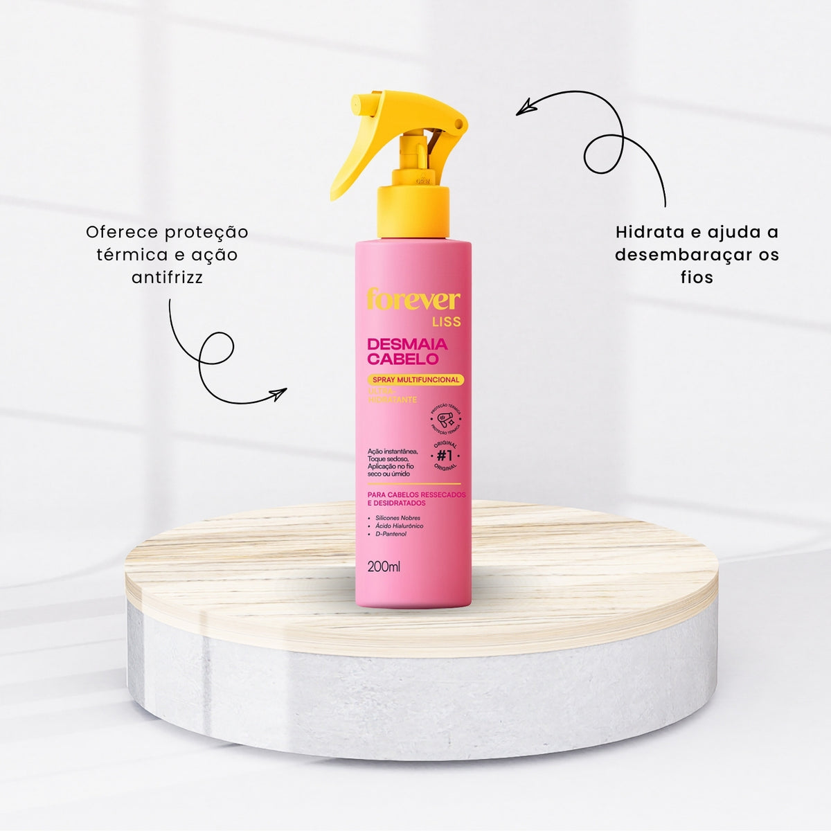 Spray Multifuncional Forever Liss Desmaia Cabelo Hidratante 200 ml
