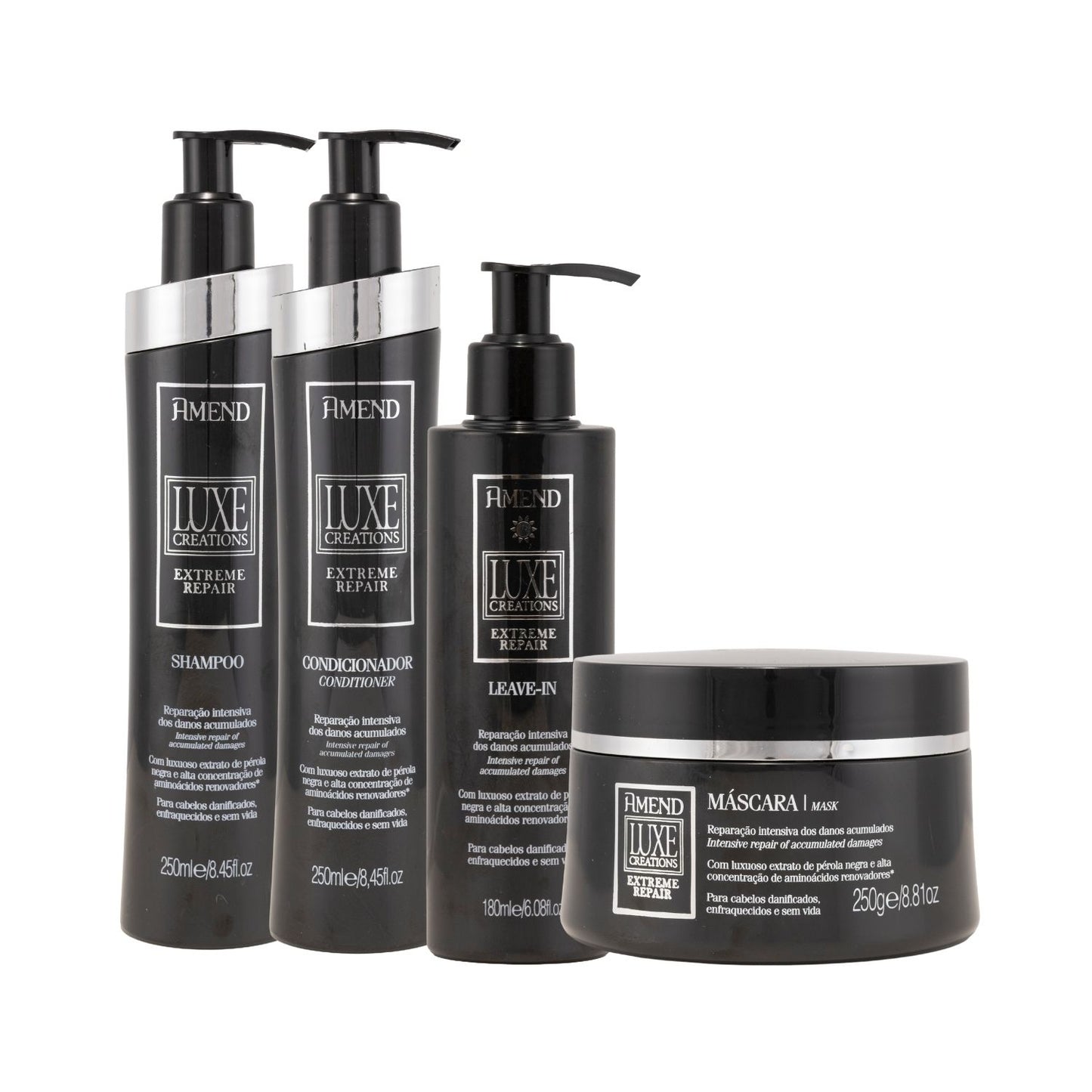 Kit Amend Luxe Creations Shampoo Condicionador Mascara Leave-in
