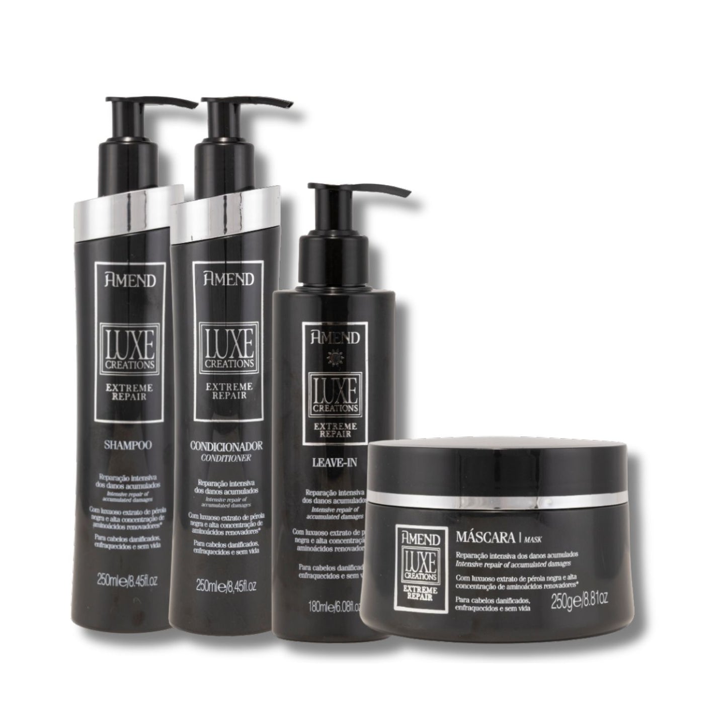 Kit Amend Luxe Creations Shampoo Condicionador Mascara Leave-in