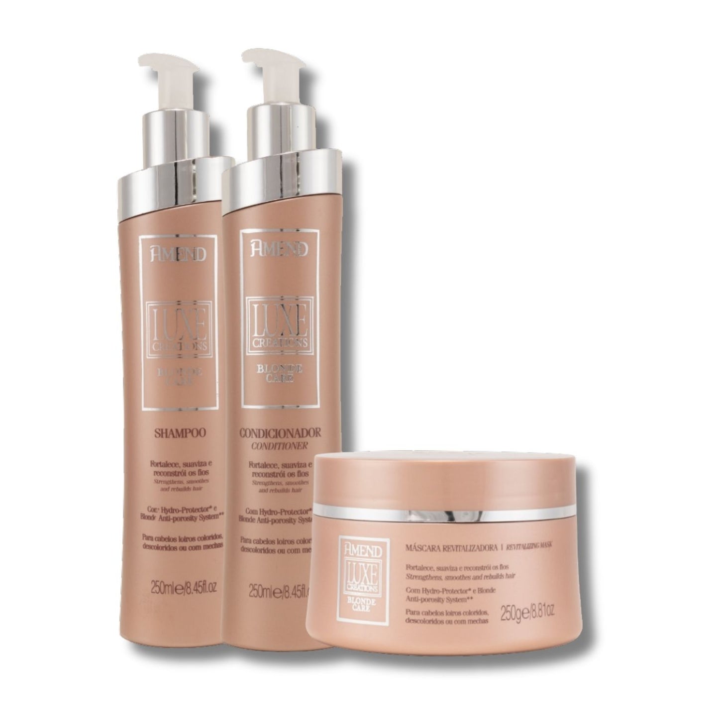 Kit Amend Luxe Creations Blonde Care Shampoo Condicionador Mascara