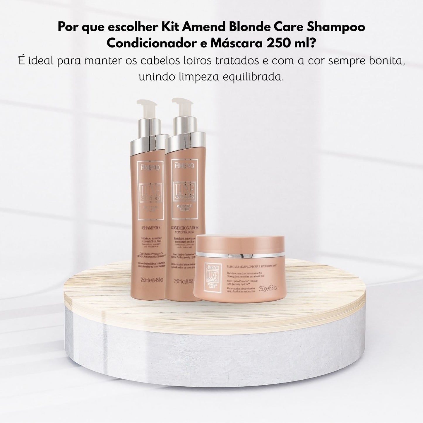 Kit Amend Luxe Creations Blonde Care Shampoo Condicionador Mascara