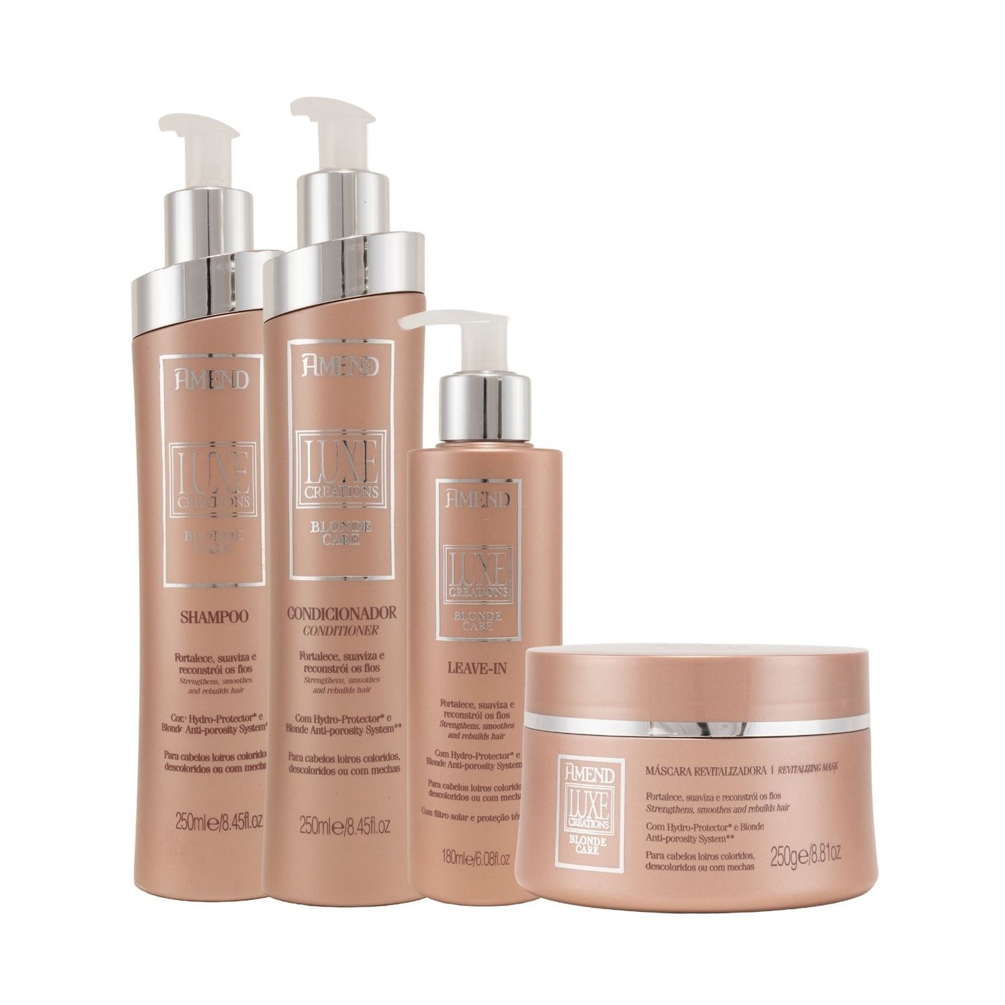 Kit Amend Luxe Creations Blonde Care Shampoo Condicionador Mascara Leave-in